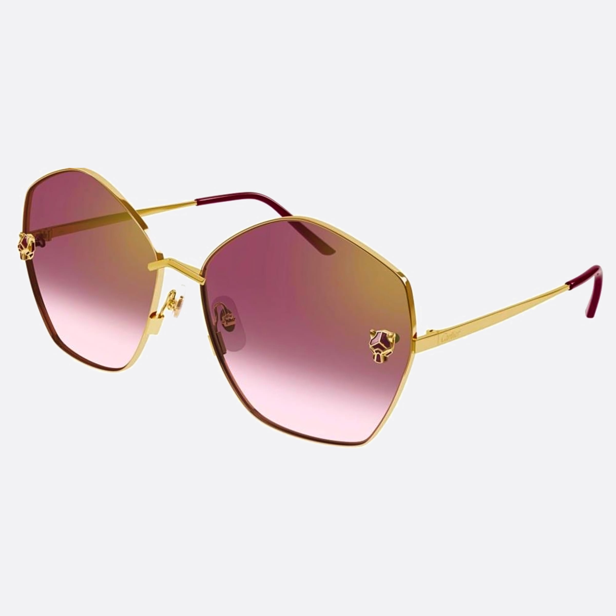 Cartier 63mm Gold Geometric Women Sunglasses - Side View