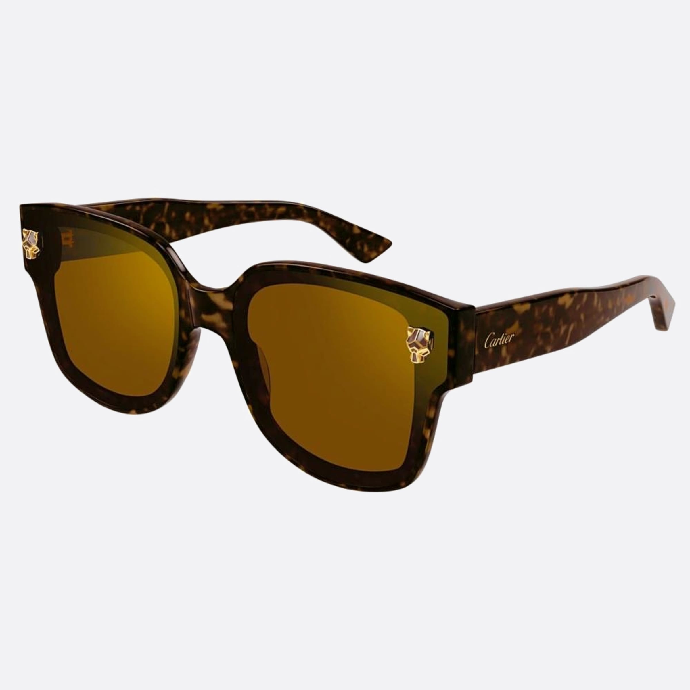 Cartier 63mm Havana Squared Women Sunglasses - Side View
