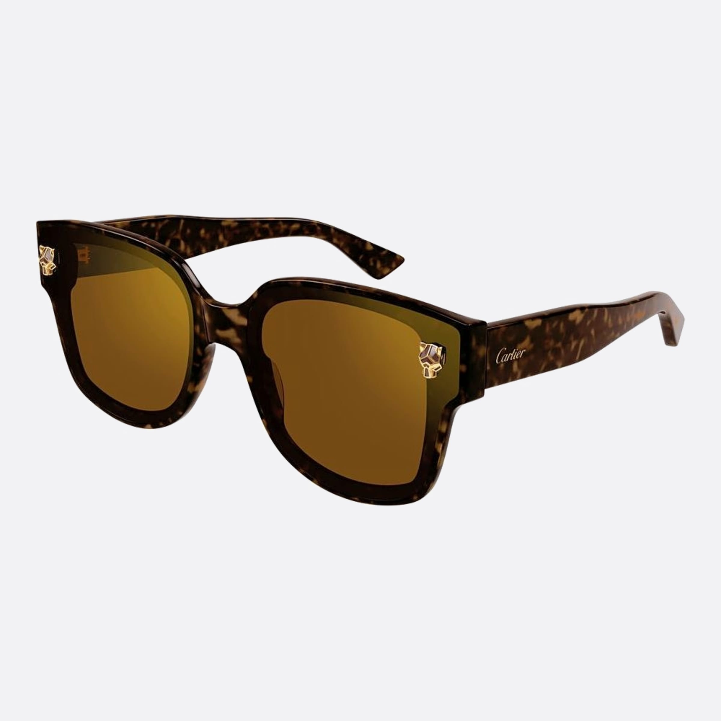 Cartier 63mm Ct0357sa Havana Squared Women Sunglasses - Side View