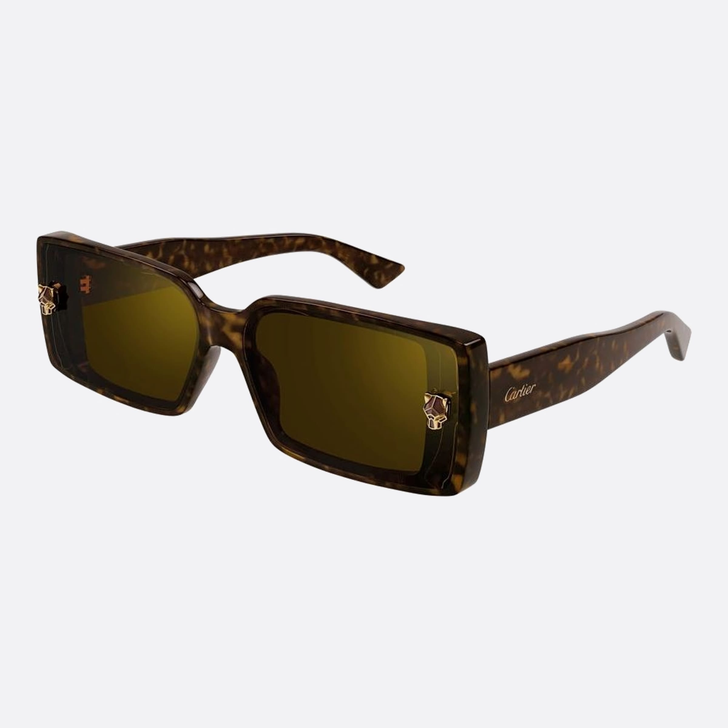 Cartier 64mm Havana Geometric Women Sunglasses - Side View