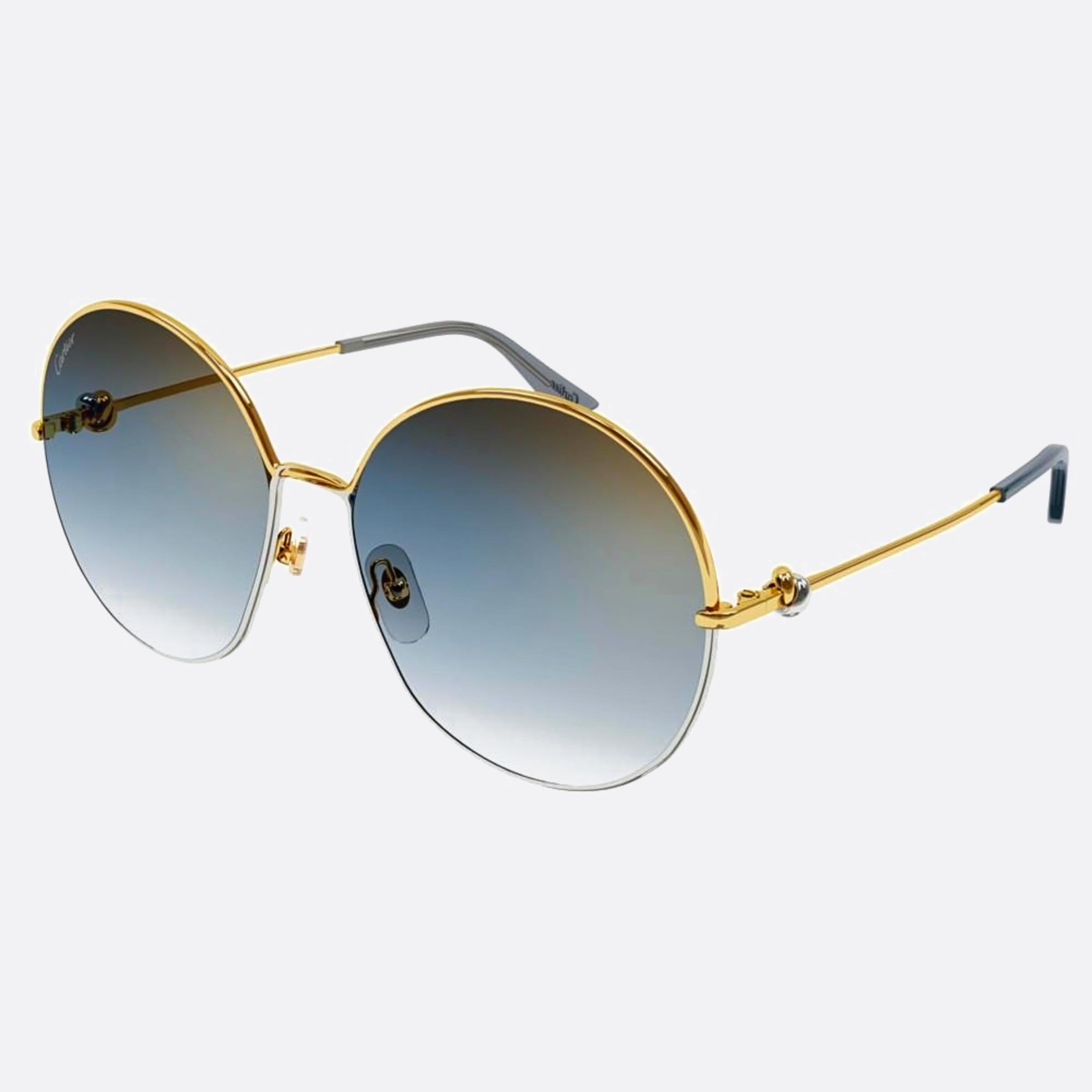 Cartier 61mm Gold Round Women Sunglasses - Side View