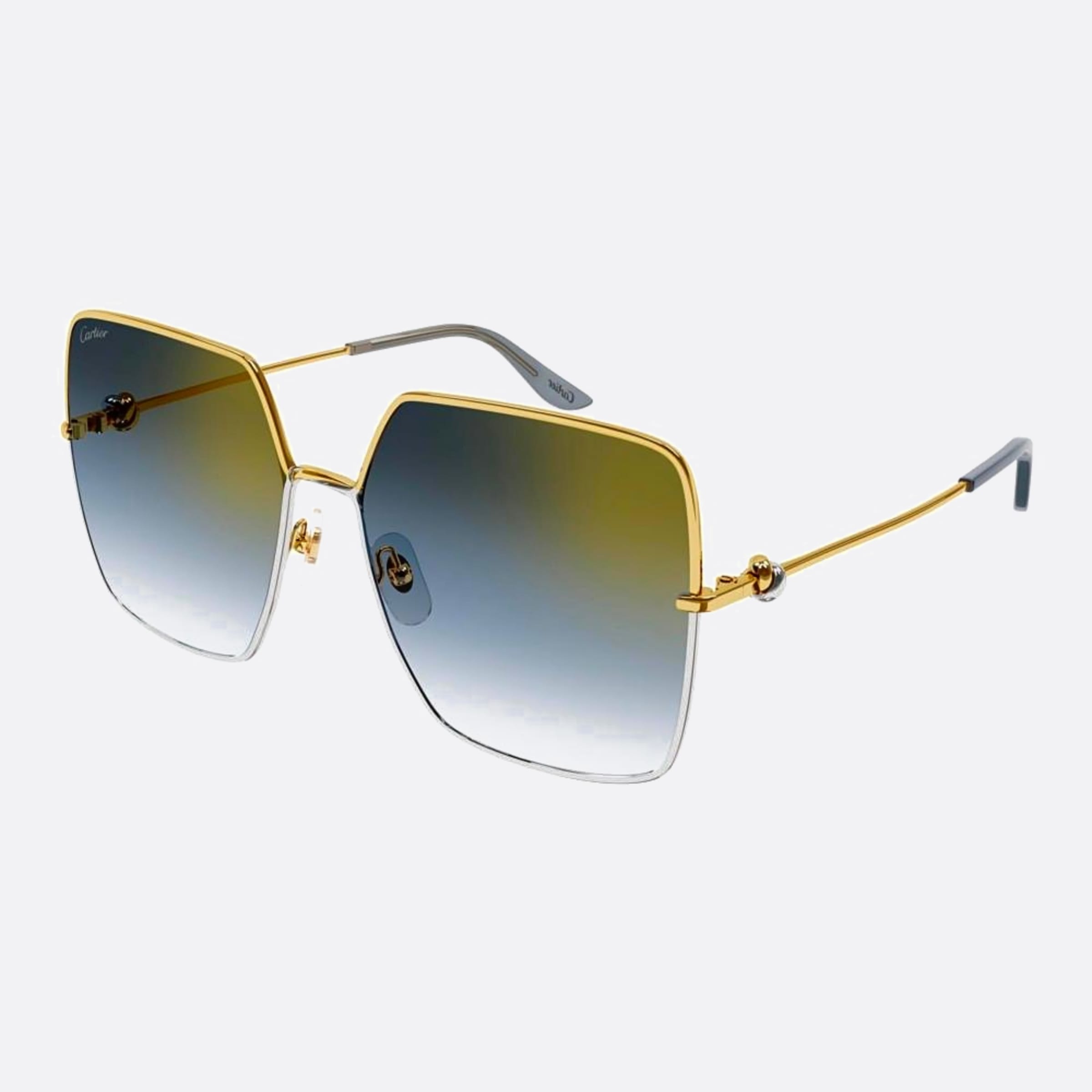 Cartier 61mm Gold Geometric Women Sunglasses - Side View