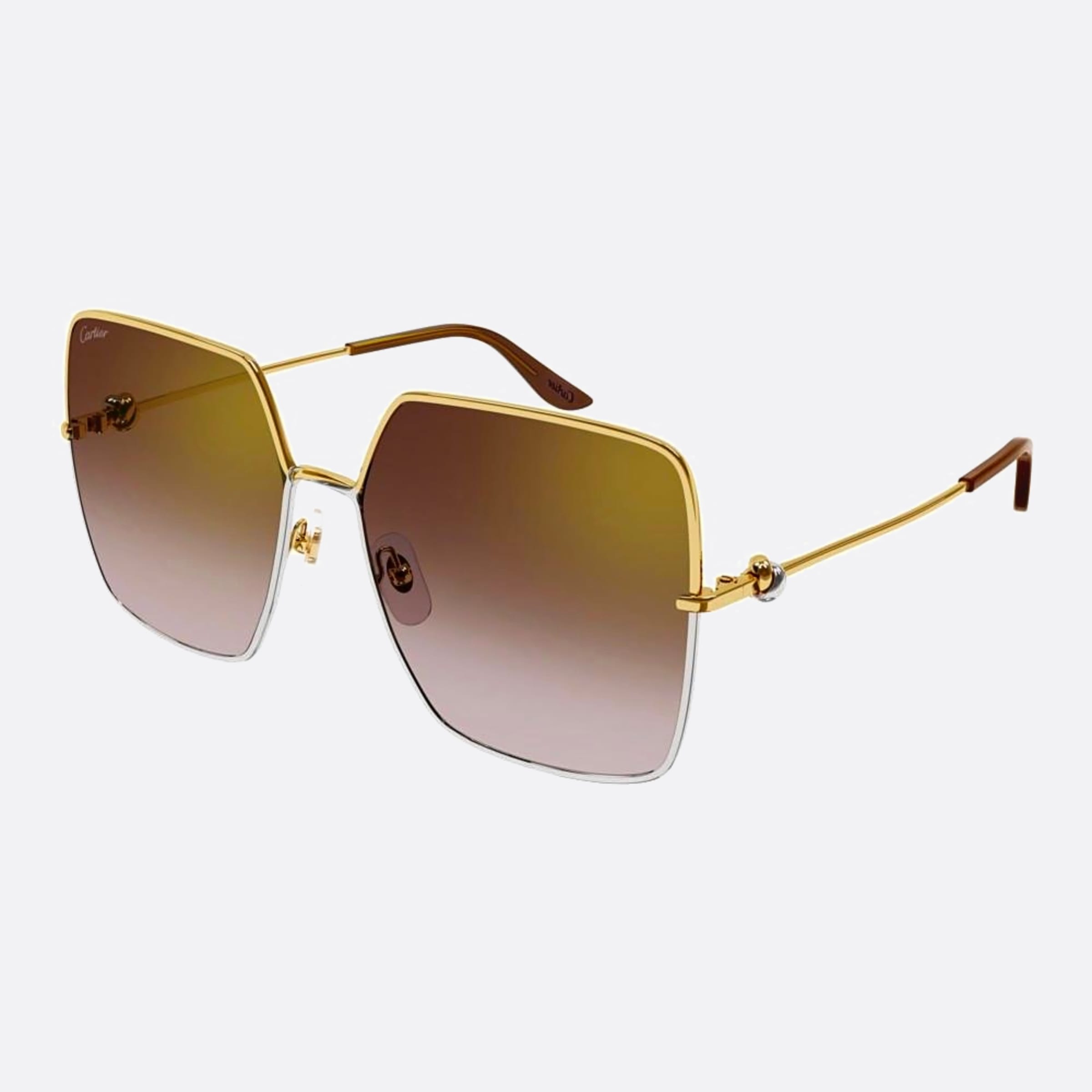 Cartier 61mm Gold Geometric Women Sunglasses - Side View