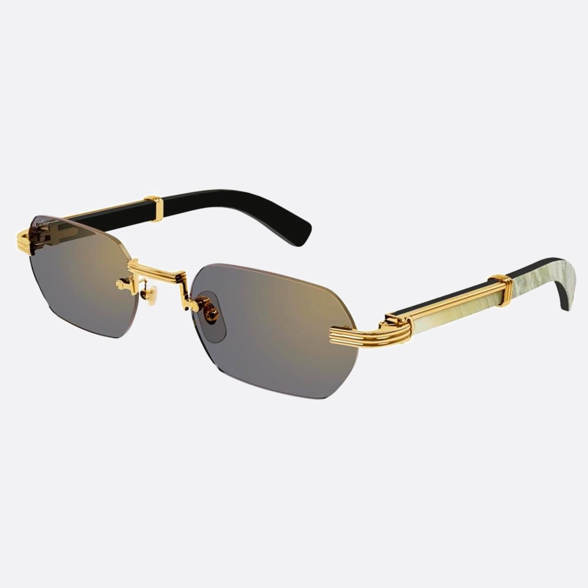 Cartier 54mm White Geometric Men Sunglasses - Side View