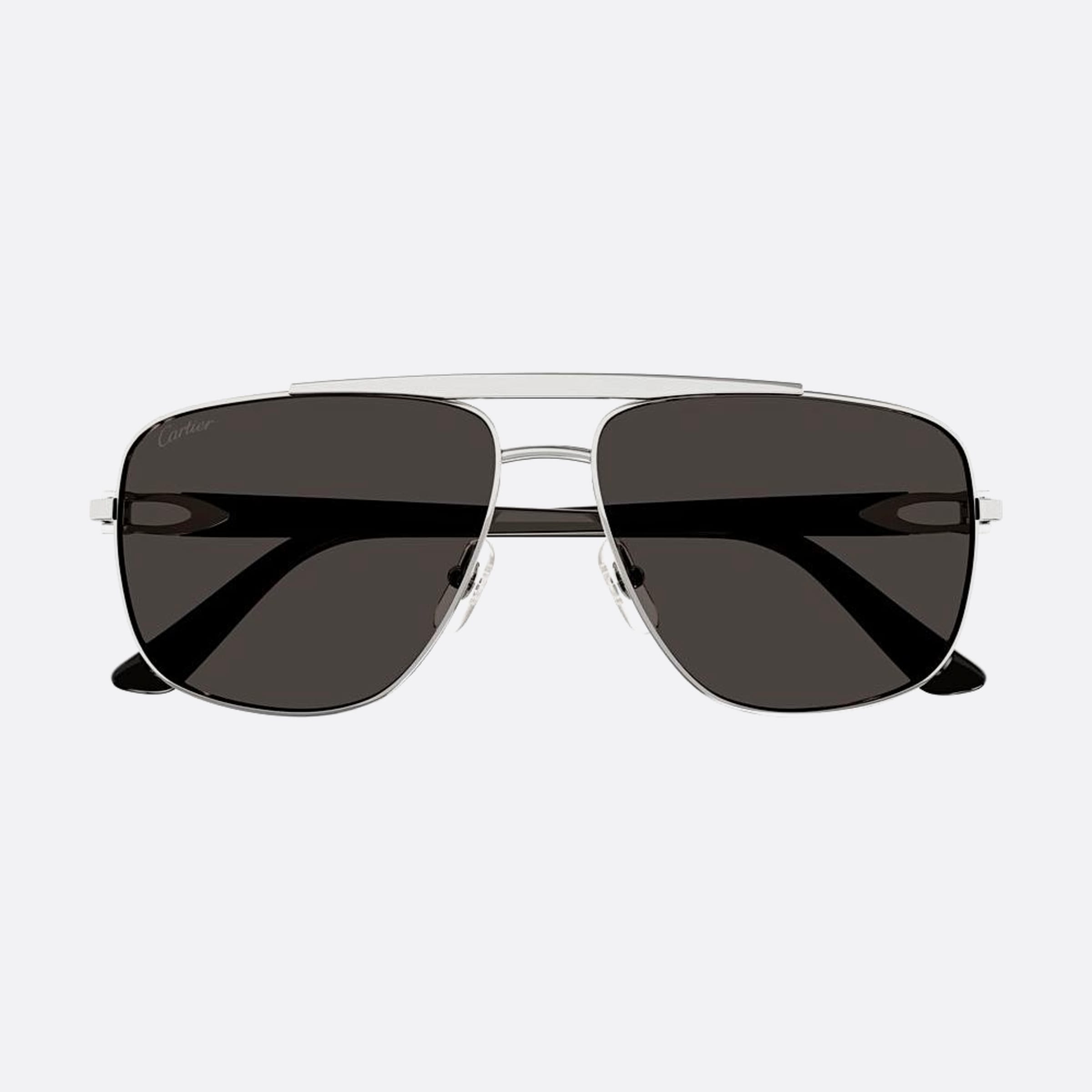 Cartier 61mm Silver Pilot Men Sunglasses - Main View