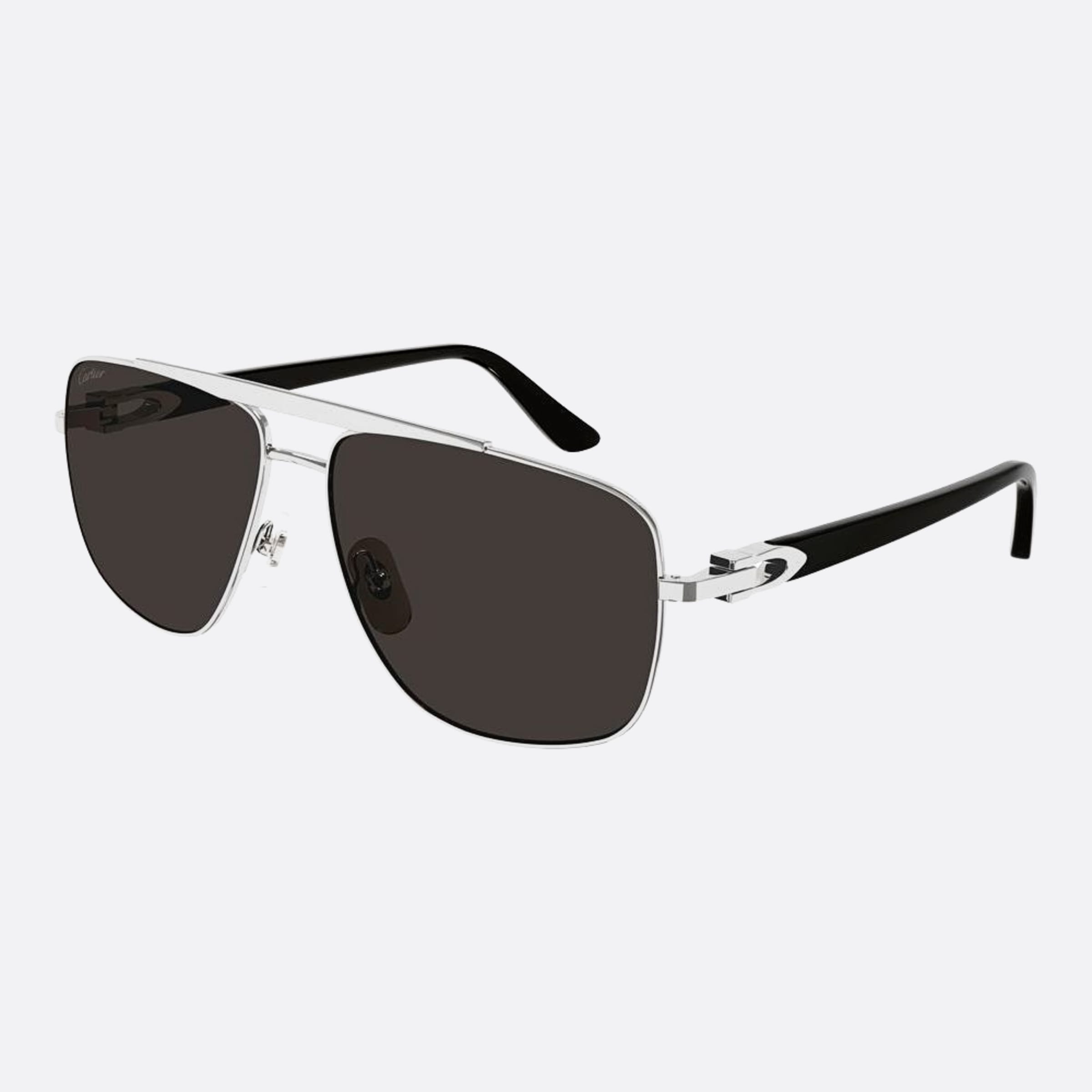 Cartier 61mm Silver Pilot Men Sunglasses - Side View