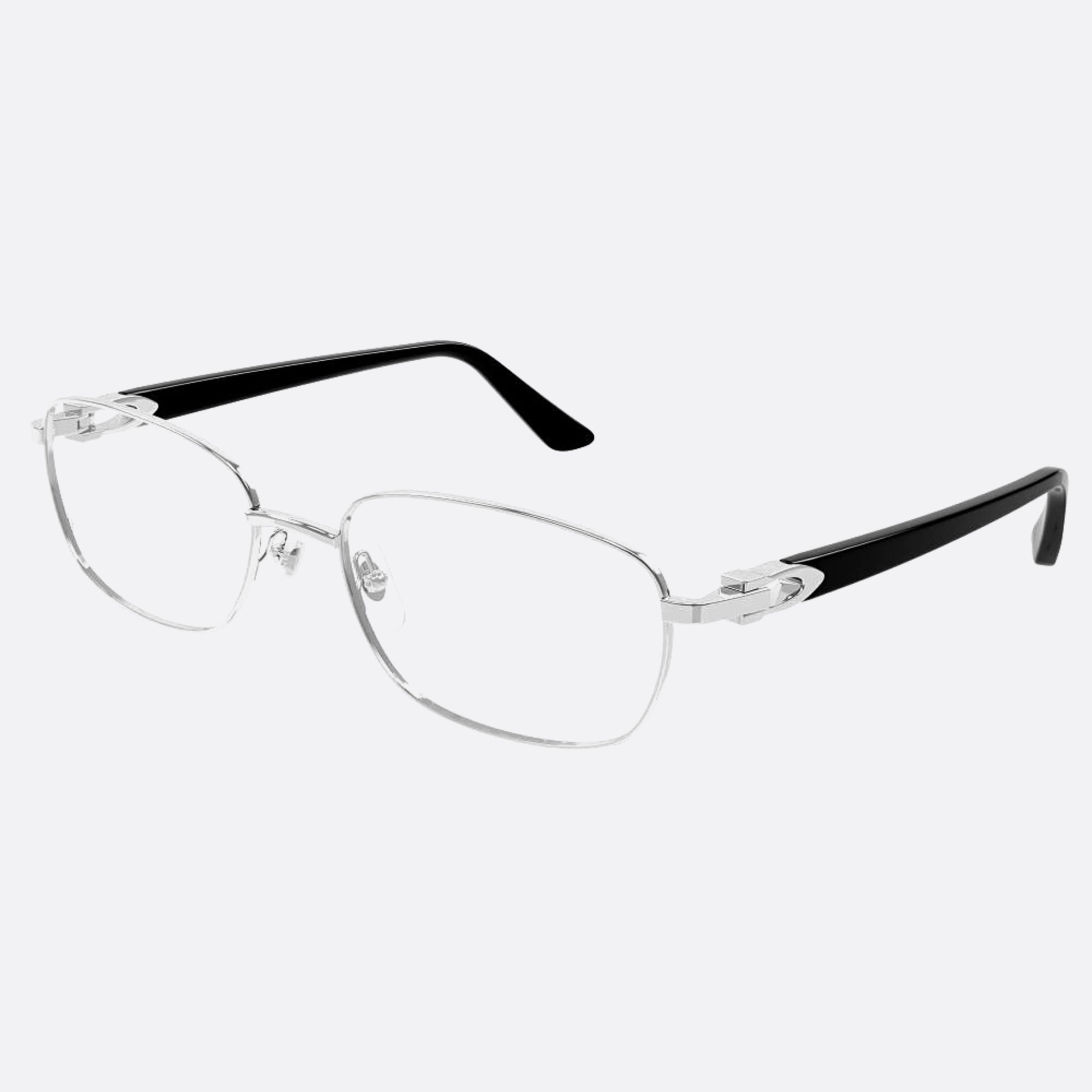 Cartier 56mm Silver Cat Eye Women Eyeglasses - Side View
