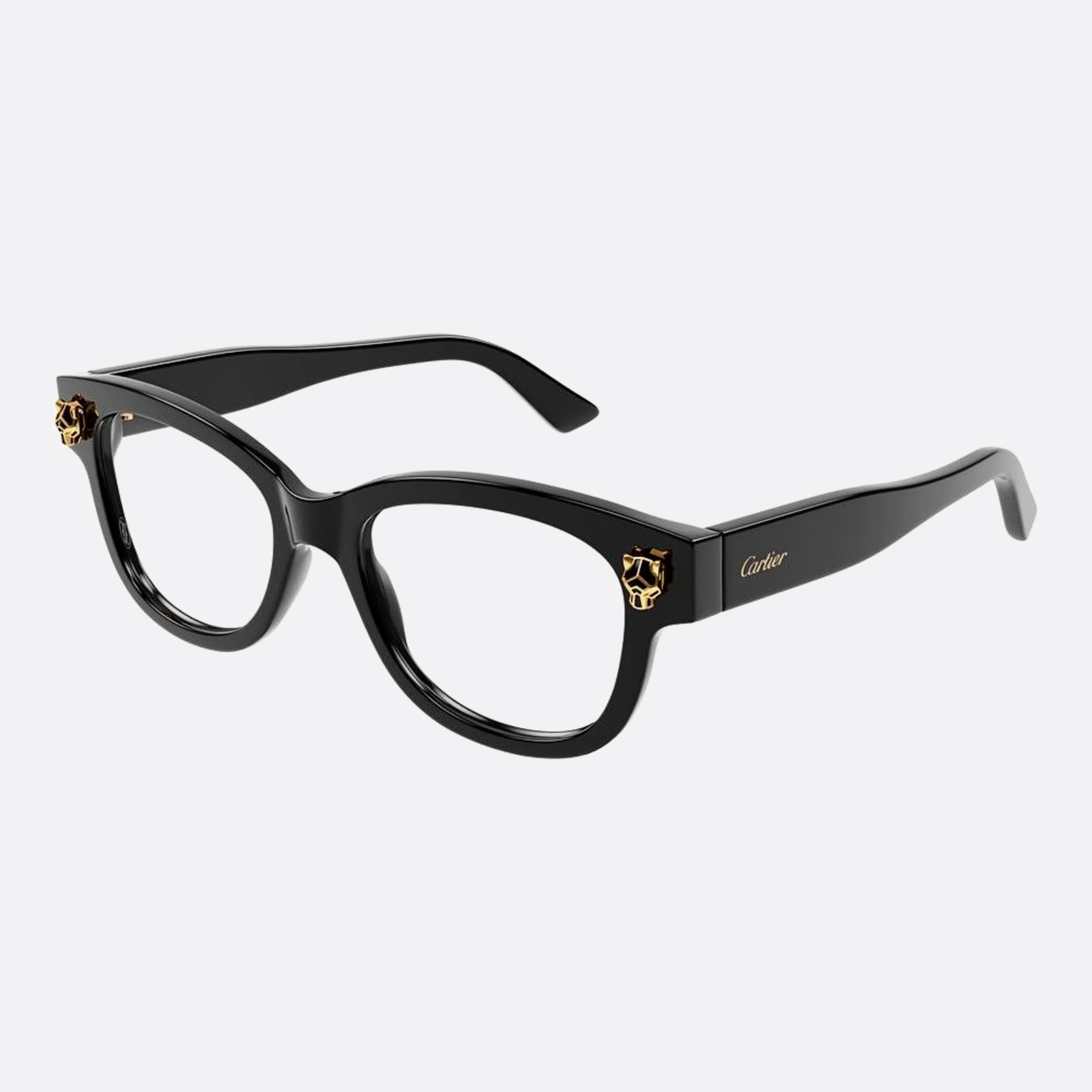 Cartier 51mm Black Squared Women Eyeglasses - Side View