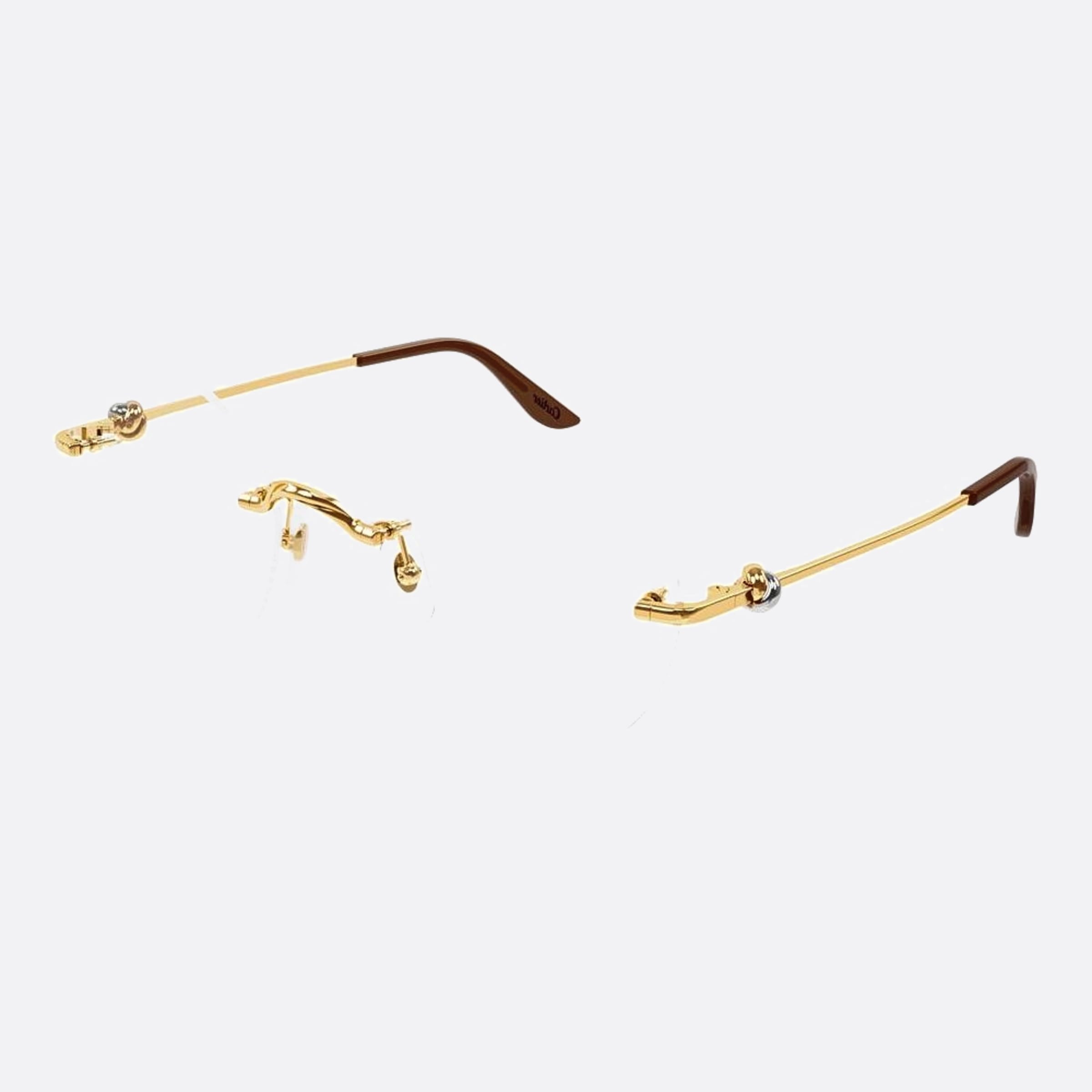 Cartier 56mm Gold Cat Eye Women Eyeglasses - Side View