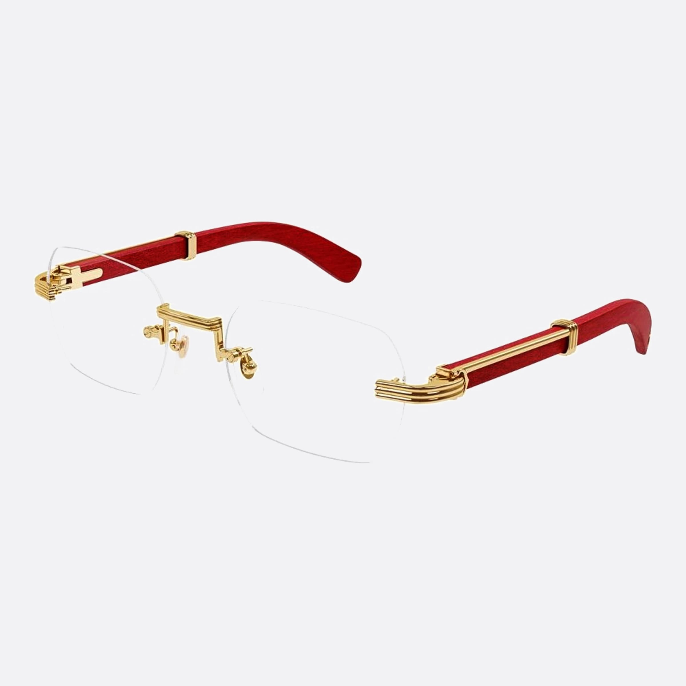 Cartier 53mm Gold Geometric Men Eyeglasses - Side View