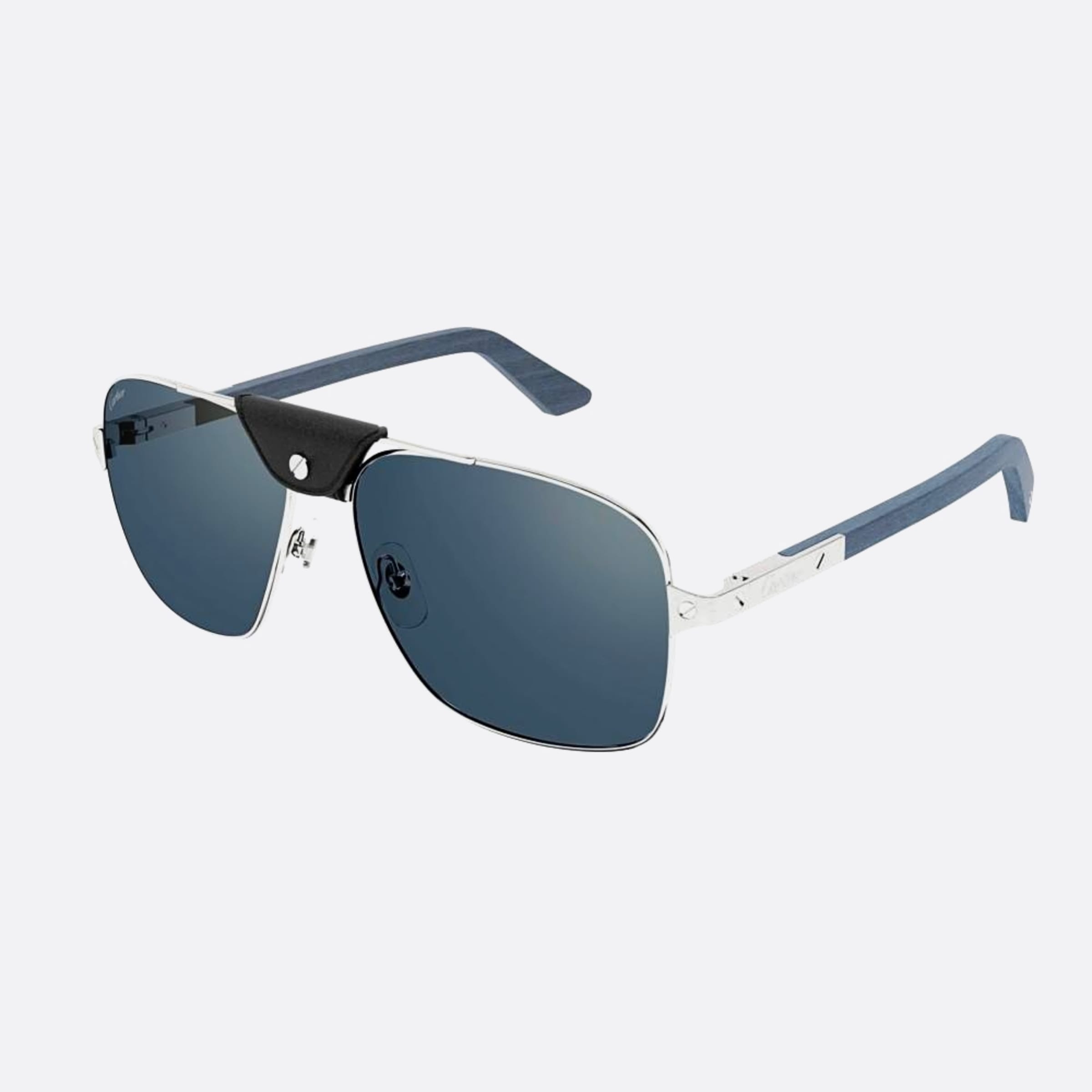 Cartier 61mm Silver Pilot Polarized Men Sunglasses - Side View