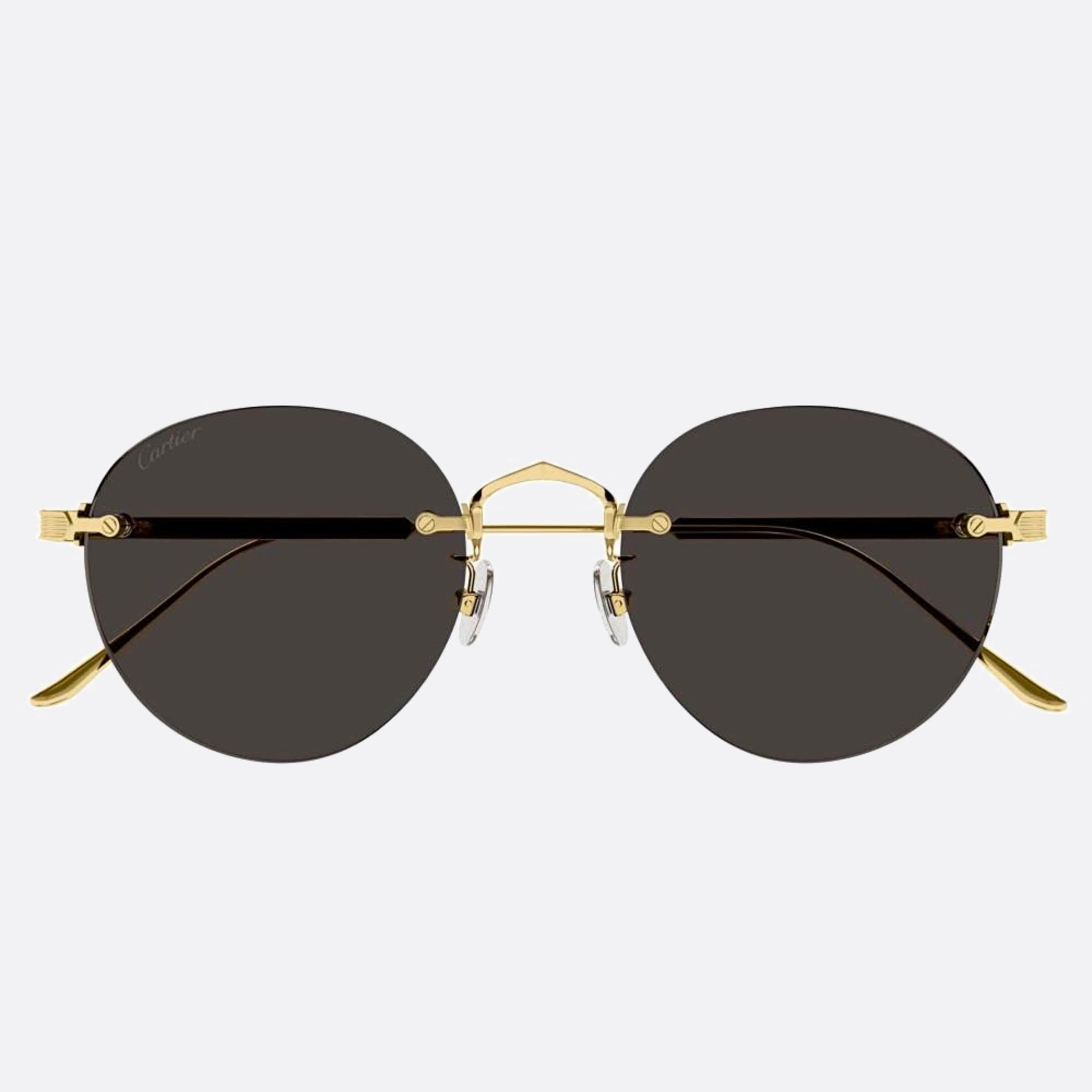 Cartier 52mm Gold Round Men Sunglasses - Main View