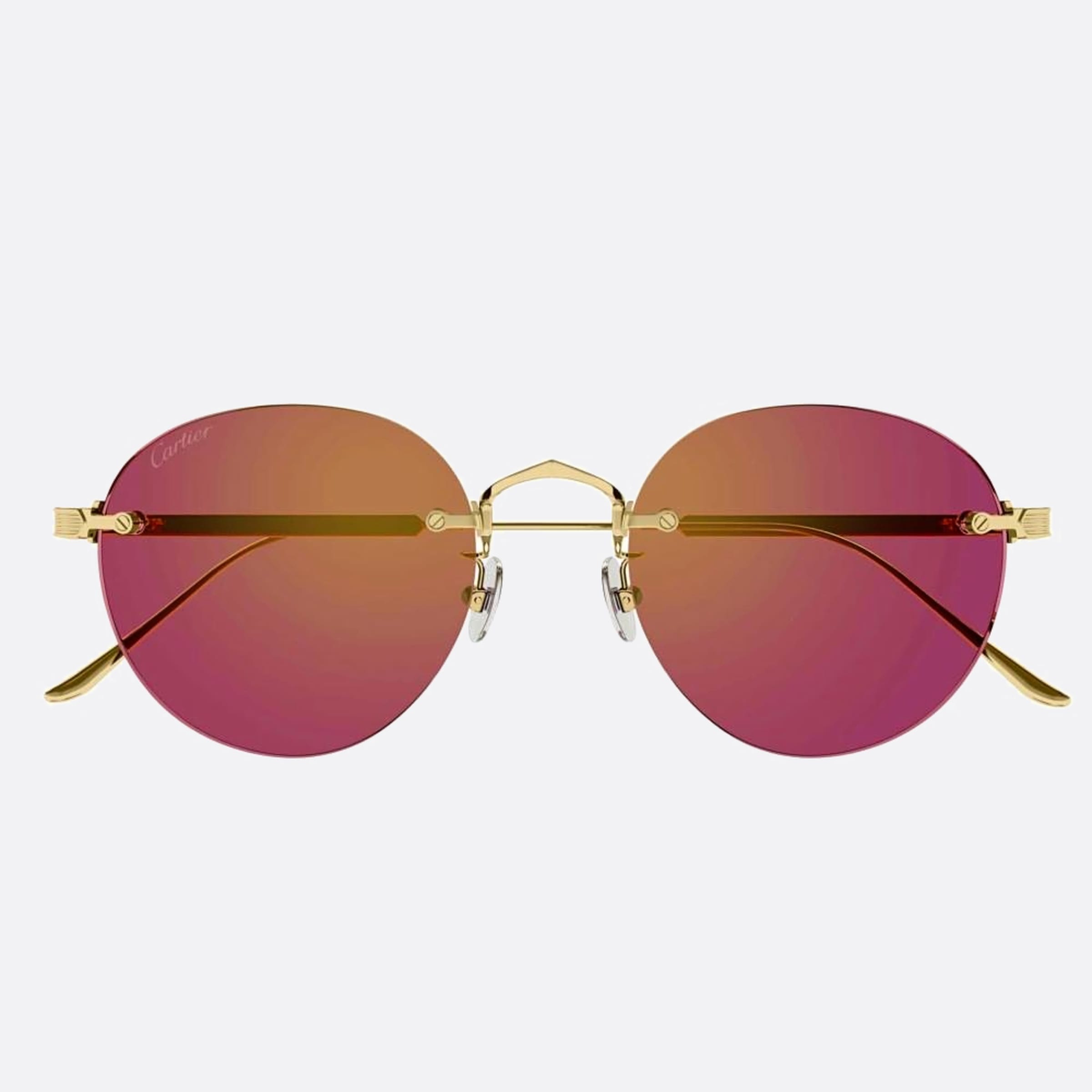 Cartier 52mm Gold Round Men Sunglasses - Main View