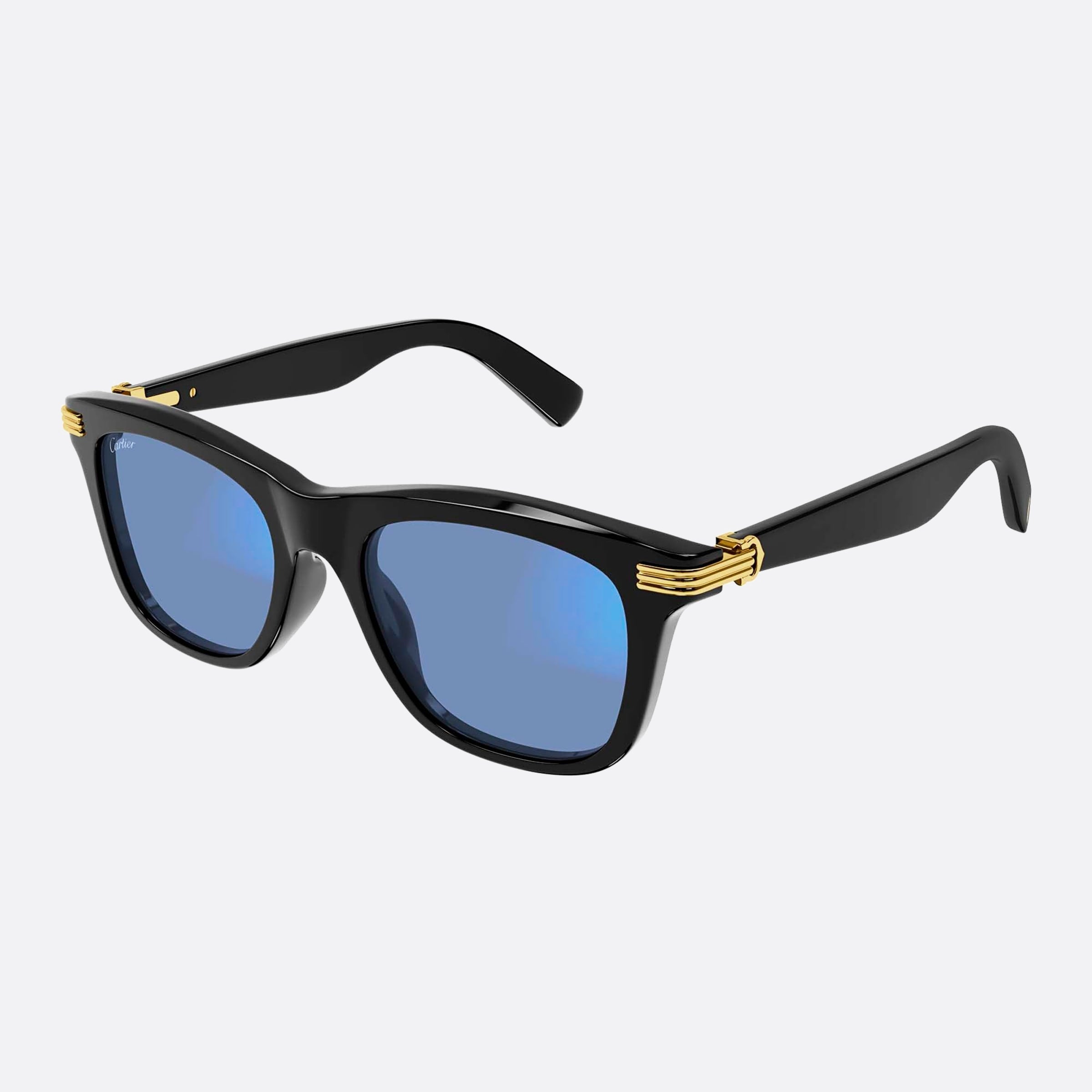 Cartier 53mm Black Squared Photochromic Men Sunglasses - Detail View