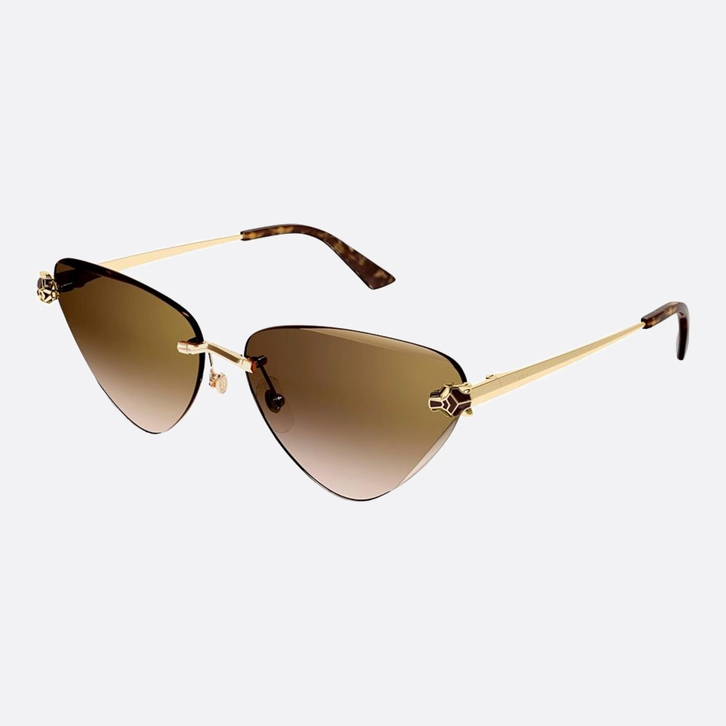Cartier 62mm Gold Cat Eye Women Sunglasses - Side View