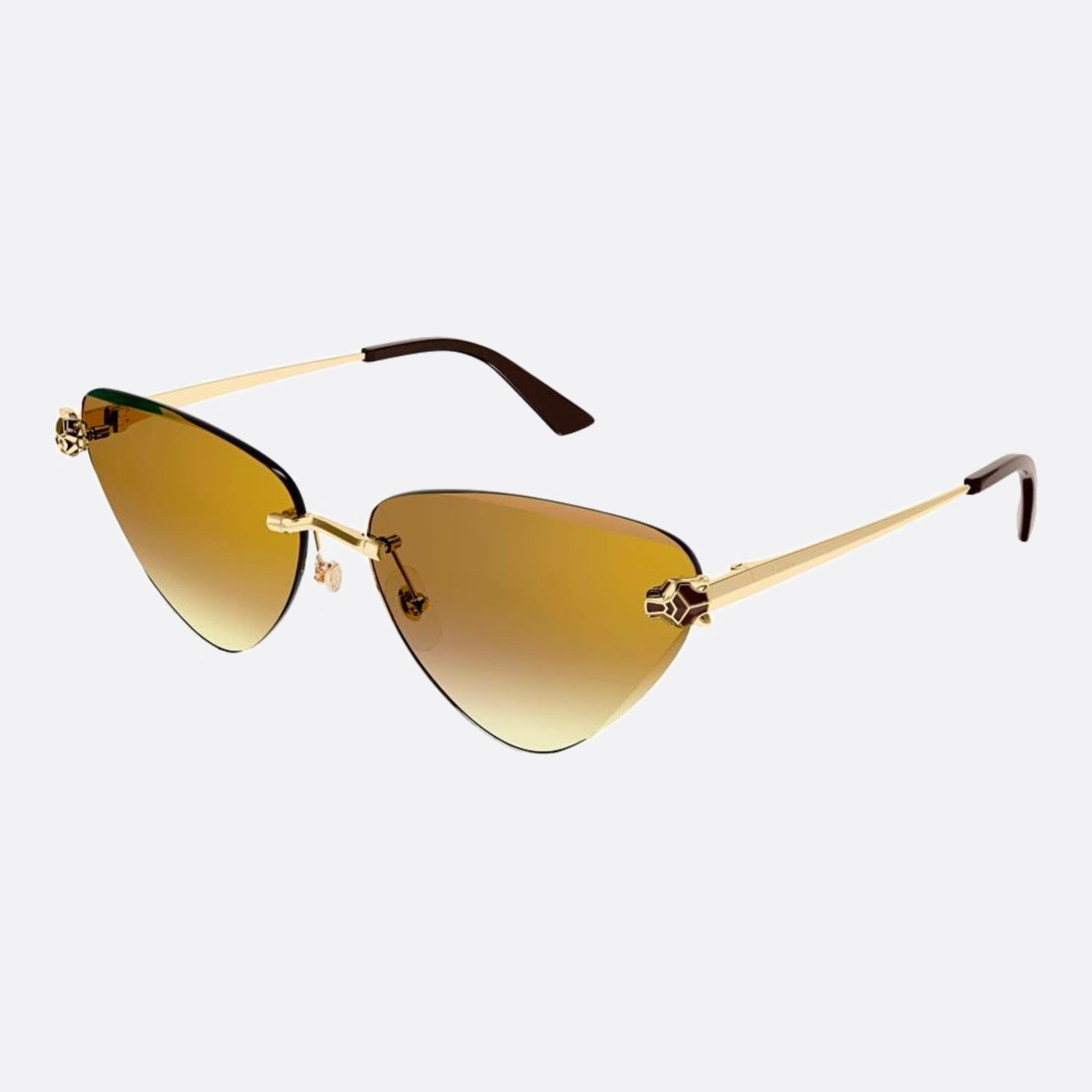 Cartier 62mm Gbb Gold Cat Eye Women Sunglasses - Side View