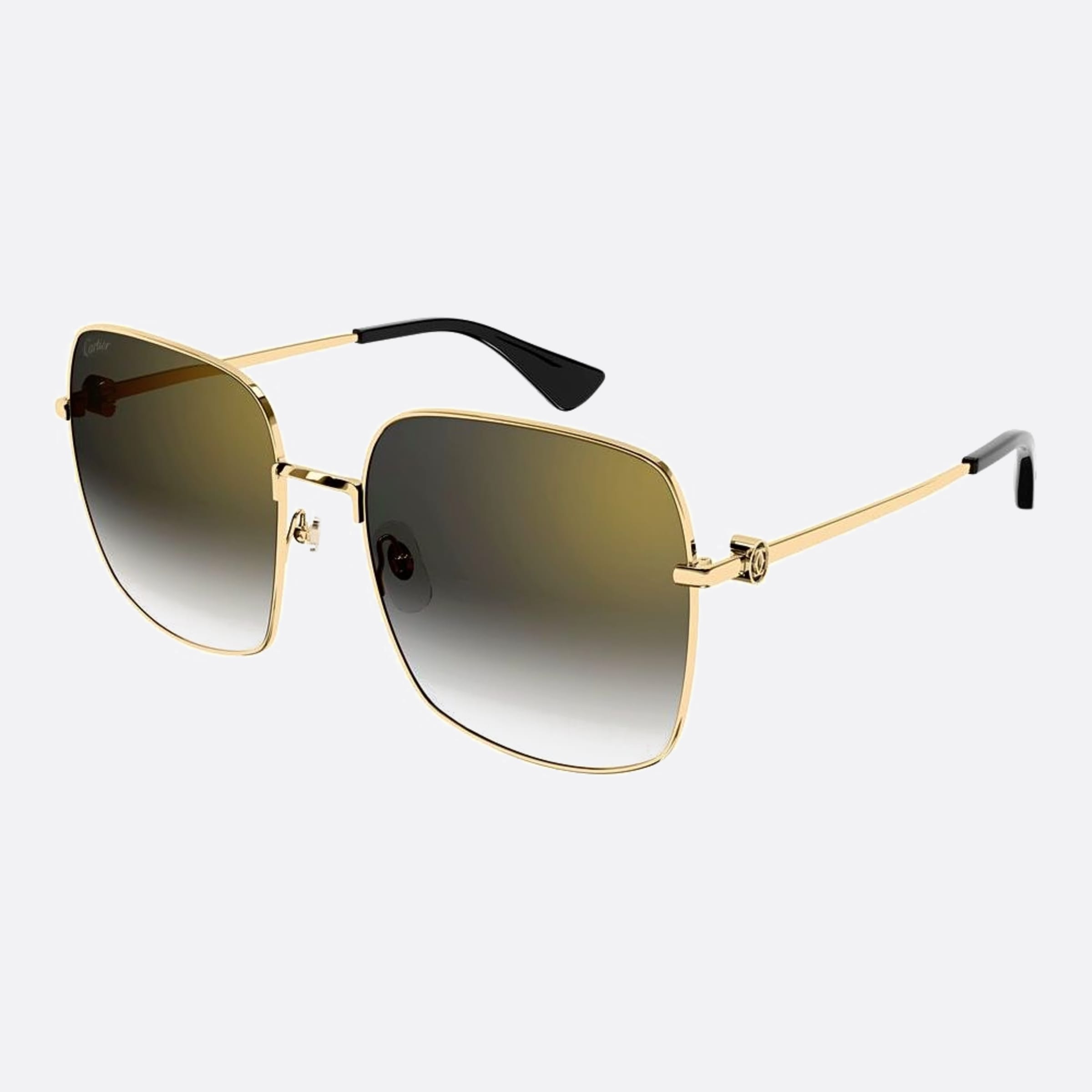 Cartier 60mm Bgs Gold Geometric Women Sunglasses - Side View