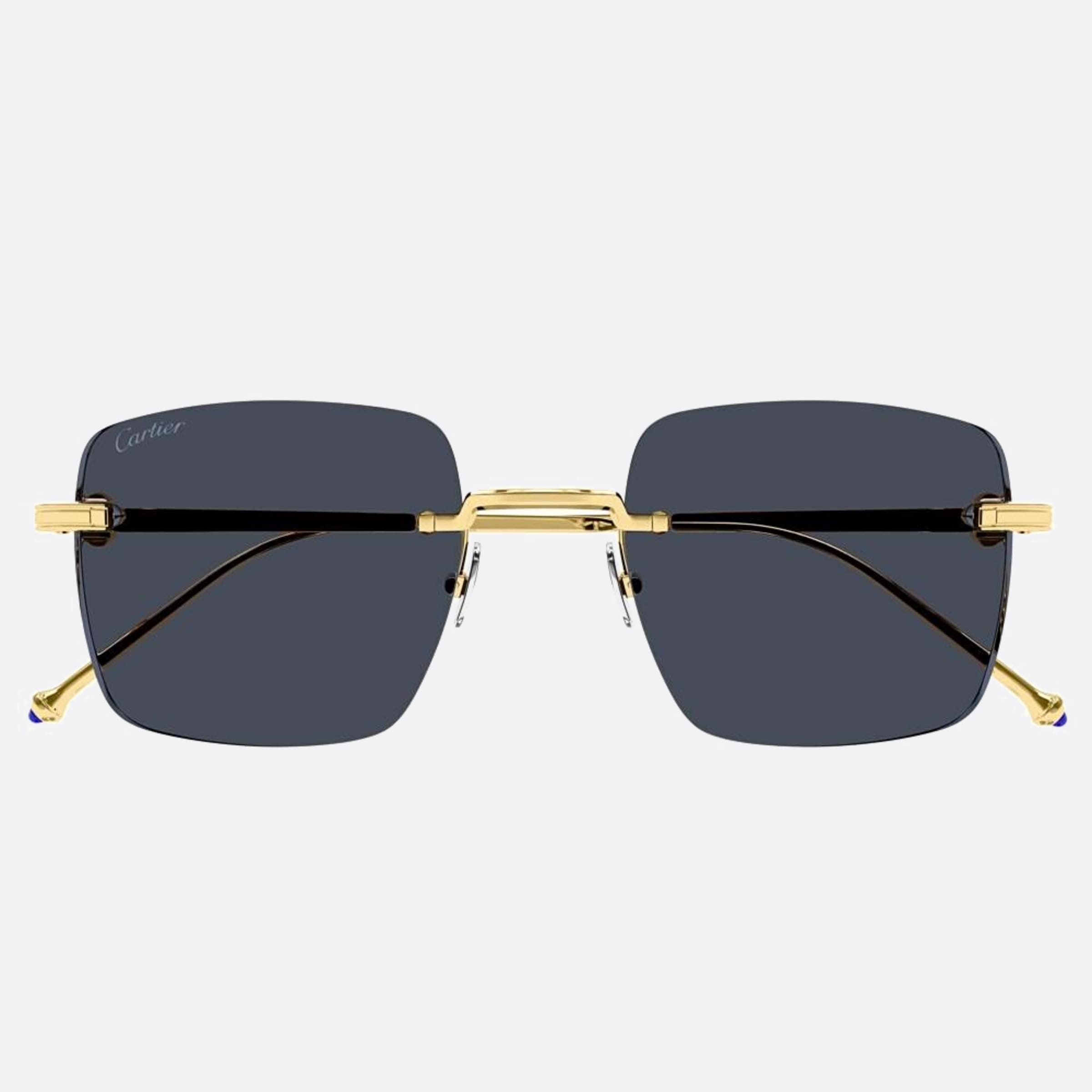 Cartier 52mm Gold Geometric Men Sunglasses - Main View