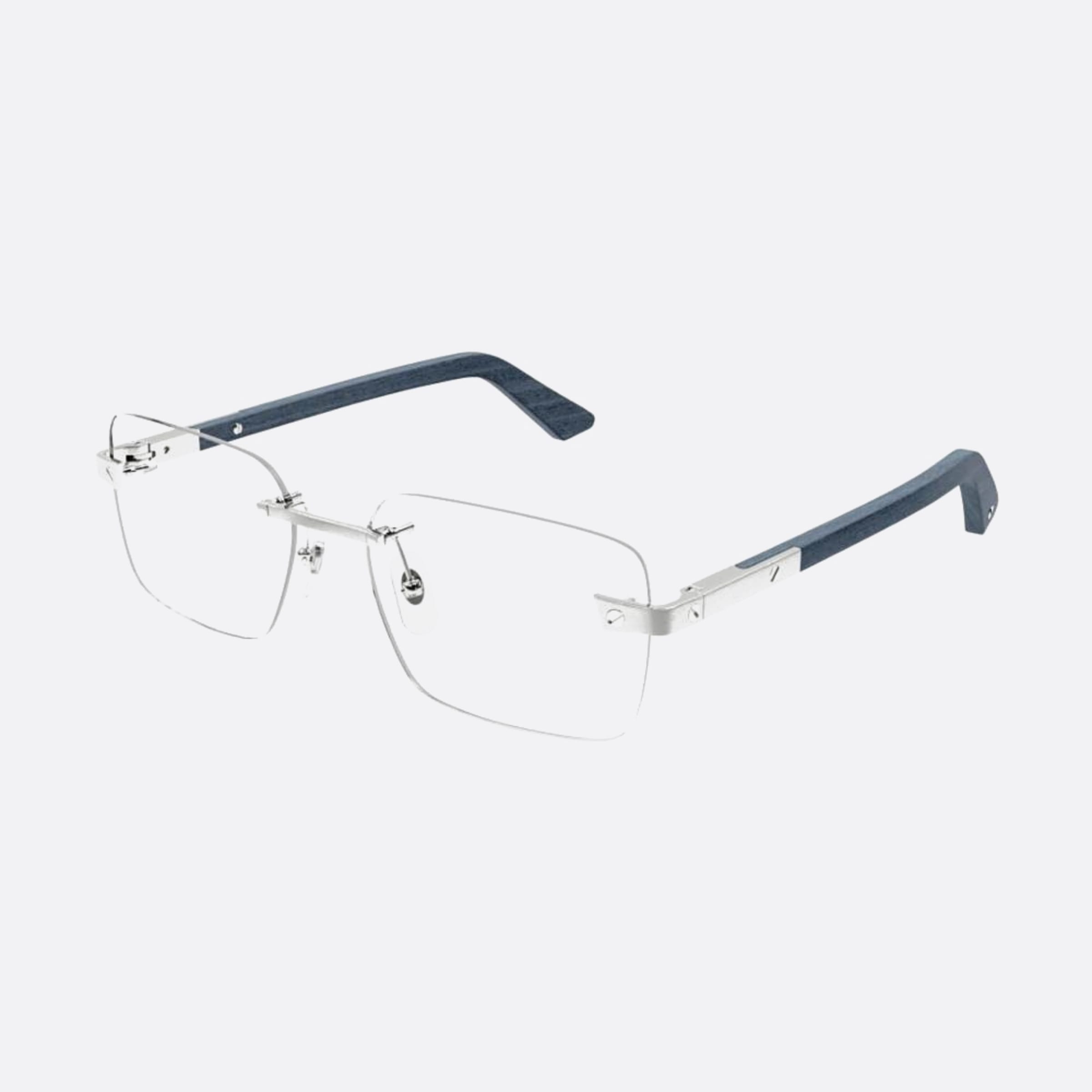 Cartier 57mm Blue Squared Men Eyeglasses - Side View