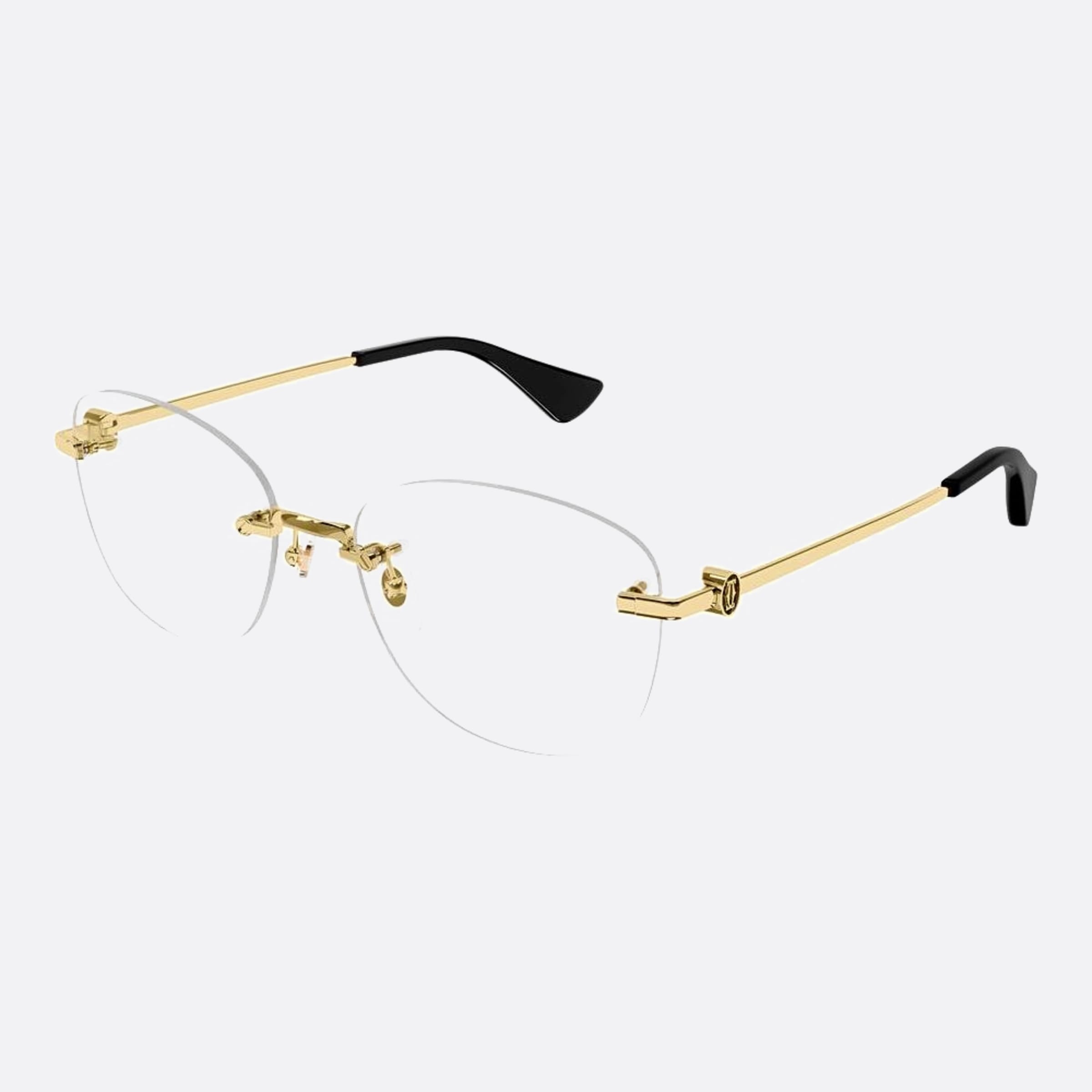 Cartier 56mm Gold Geometric Women Eyeglasses - Side View