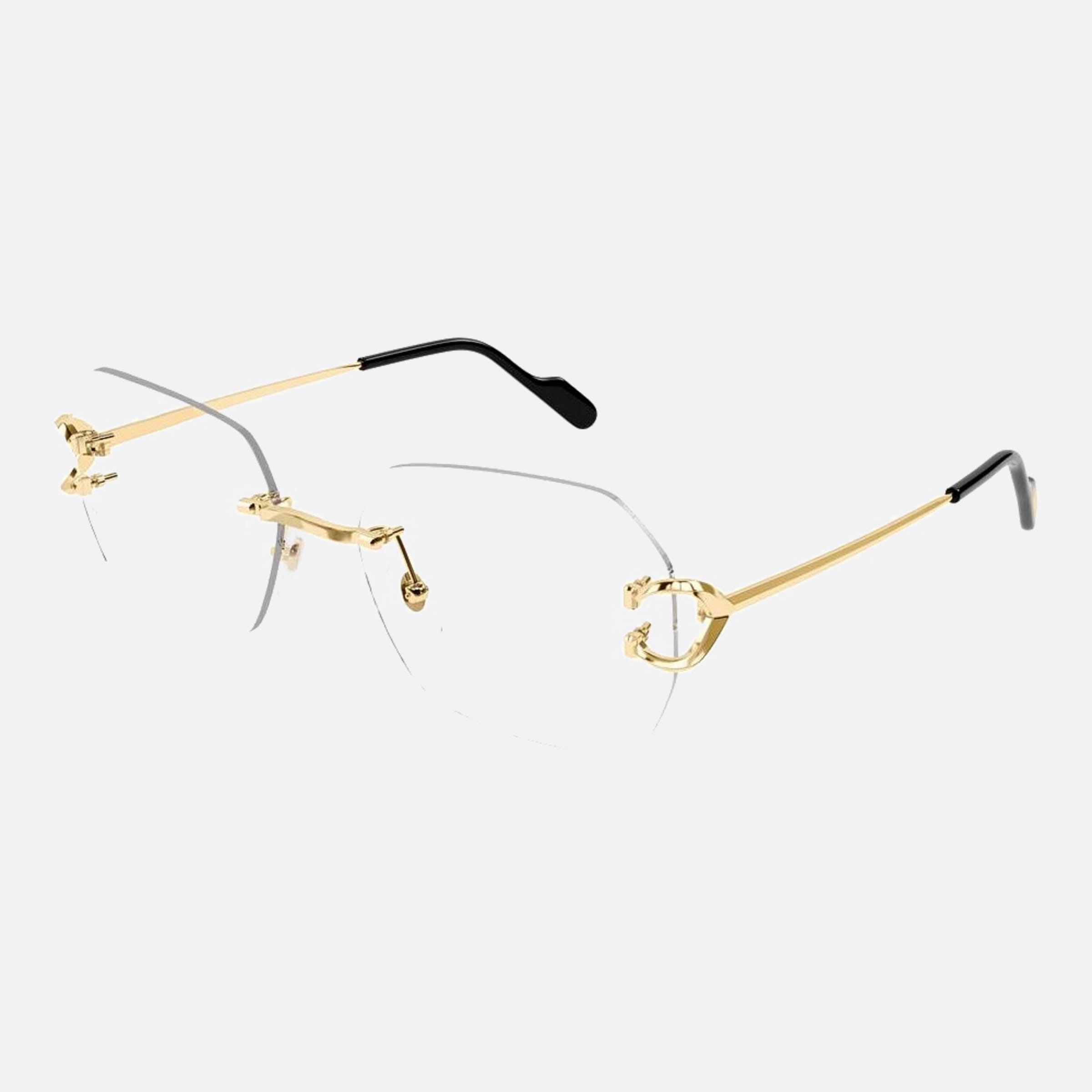 Cartier 57mm Gold Visor Unisex Eyeglasses - Side View