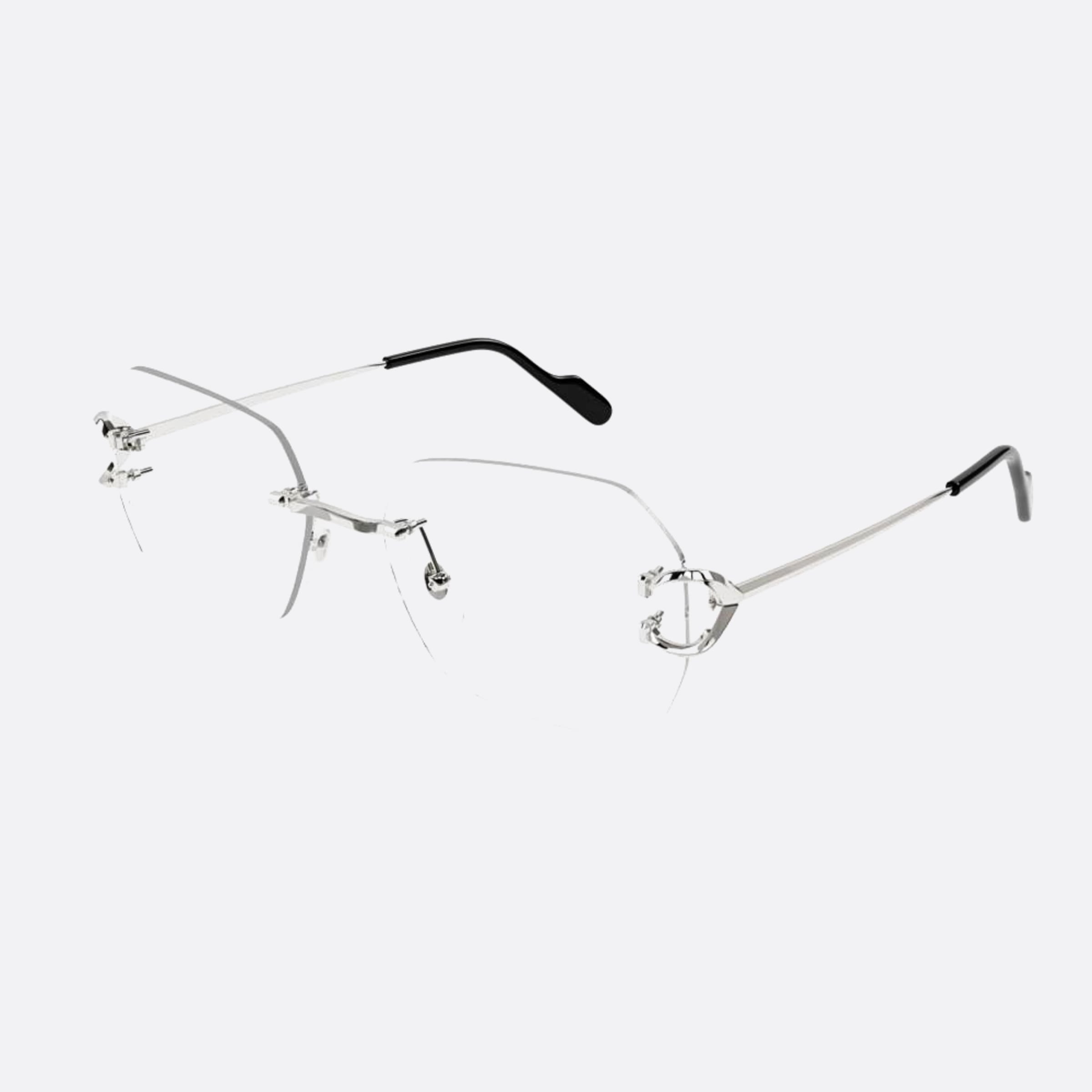Cartier 57mm Silver Visor Unisex Eyeglasses - Side View