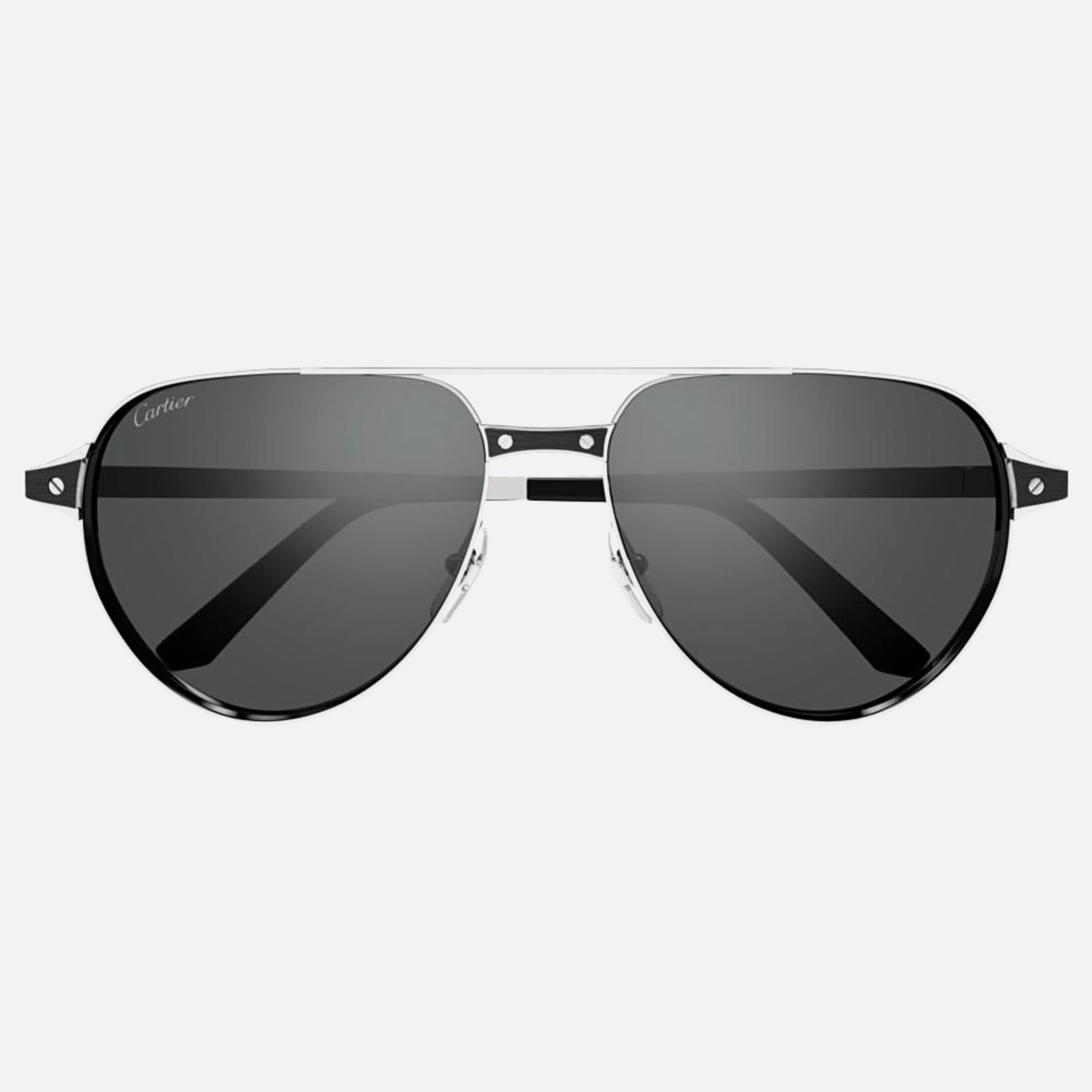 Cartier 59mm Silver Pilot Polarized Men Sunglasses - Main View