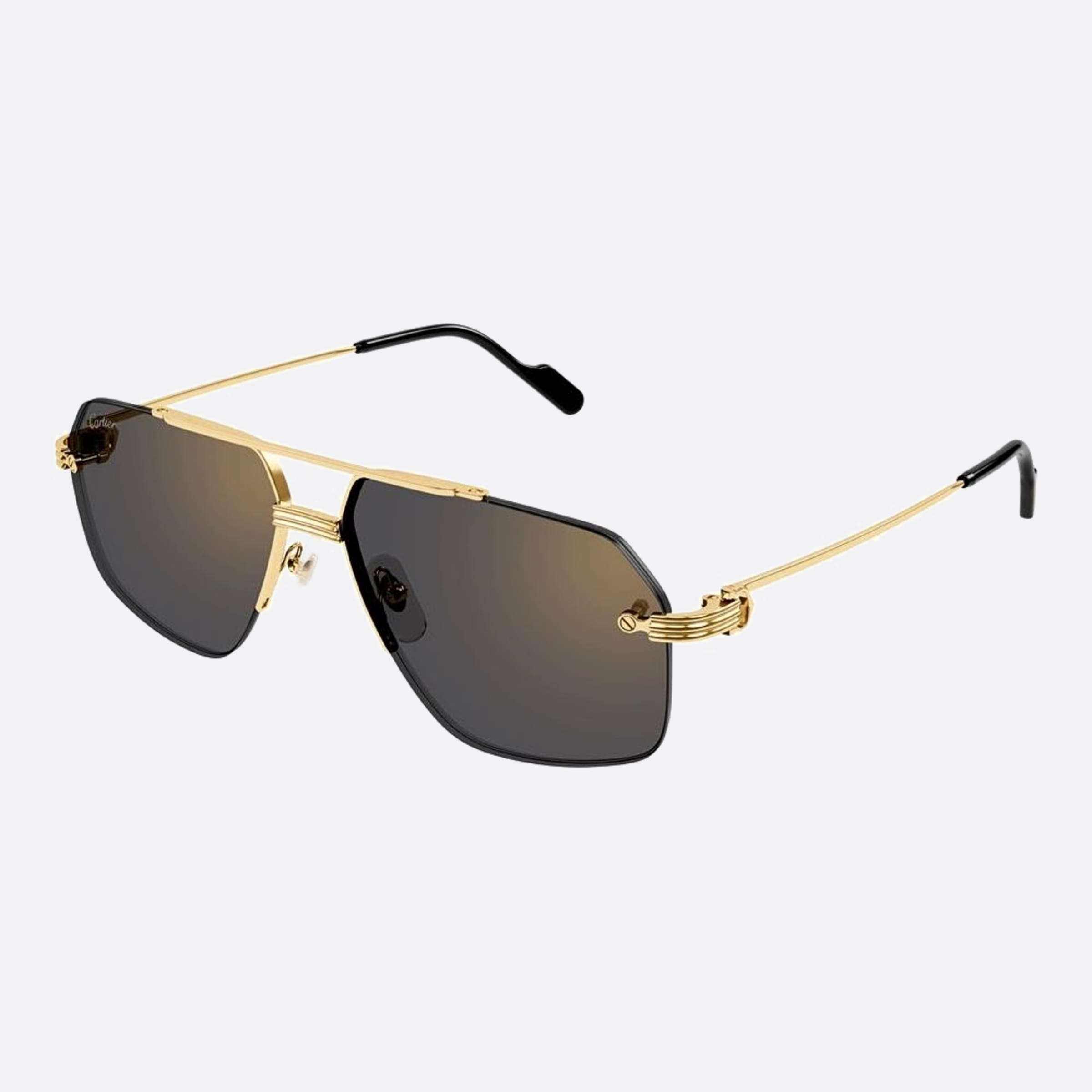 Cartier 60mm Black Pilot Men Sunglasses - Side View
