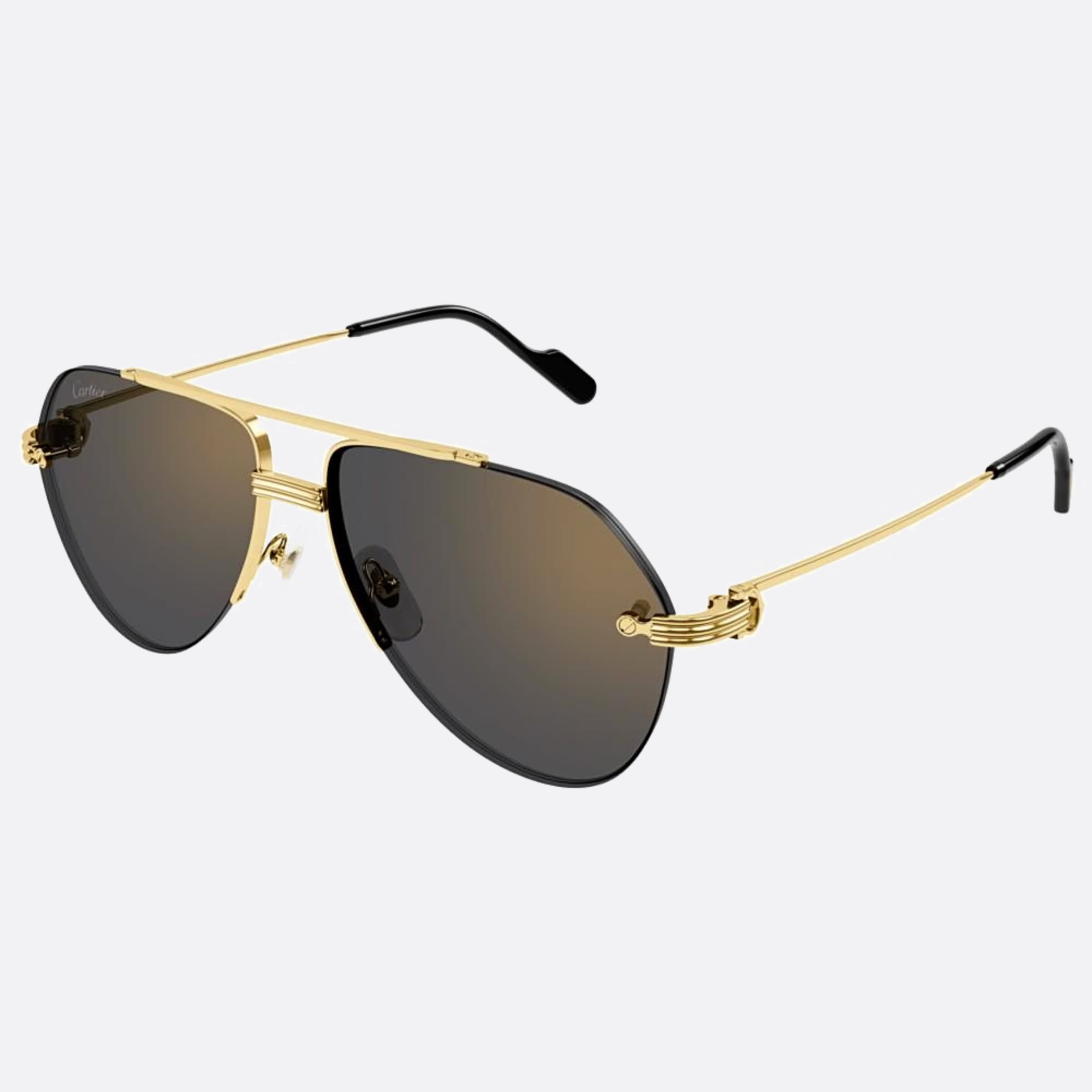 Cartier 58mm Gold Pilot Men Sunglasses - Side View