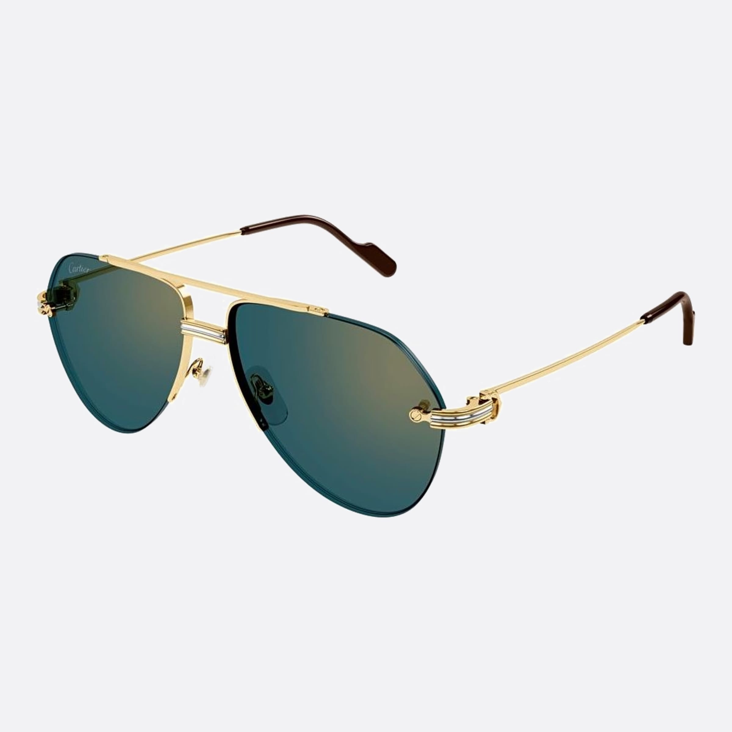 Cartier 58mm Gold Pilot Men Sunglasses - Side View