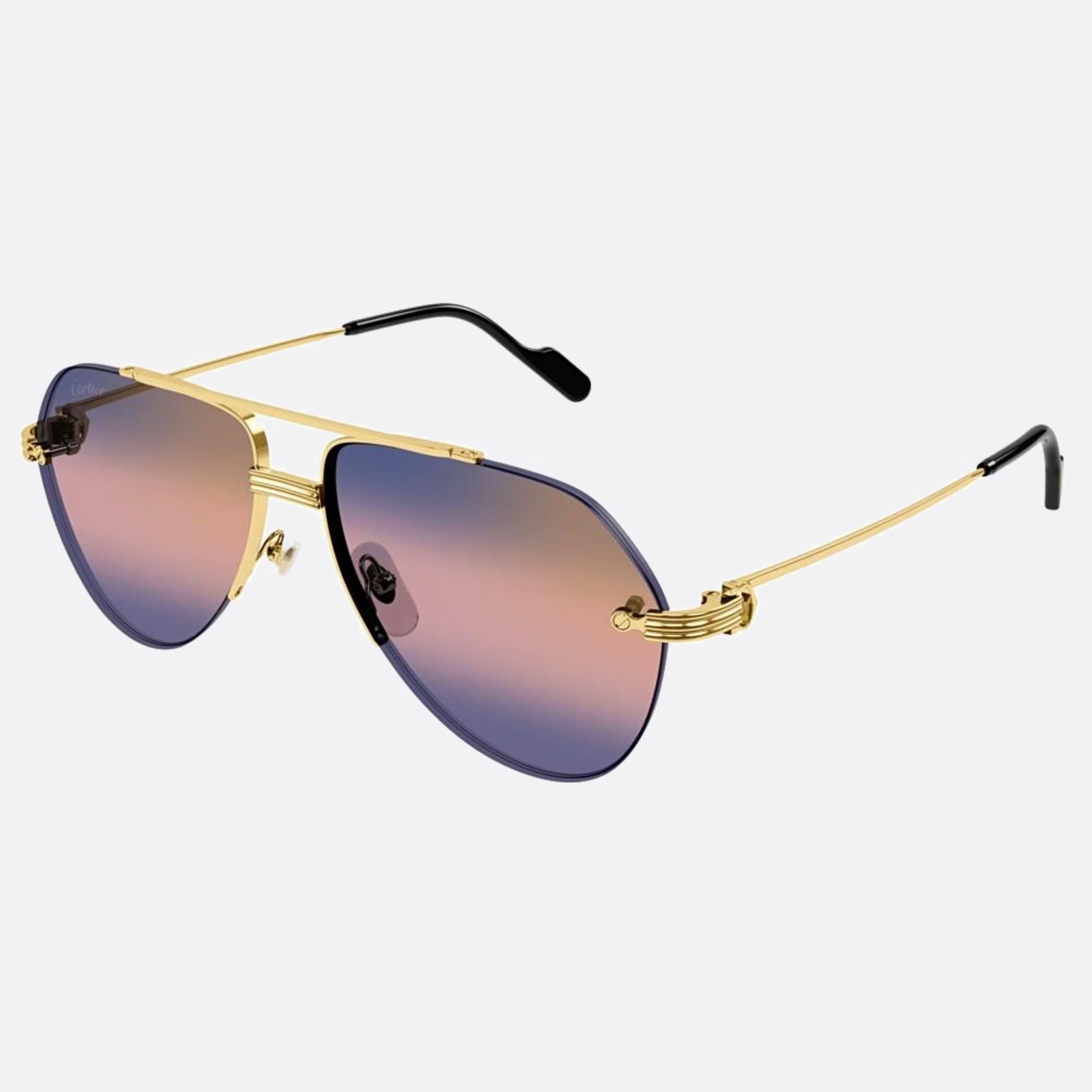 Cartier 58mm Gold Pilot Men Sunglasses - Side View