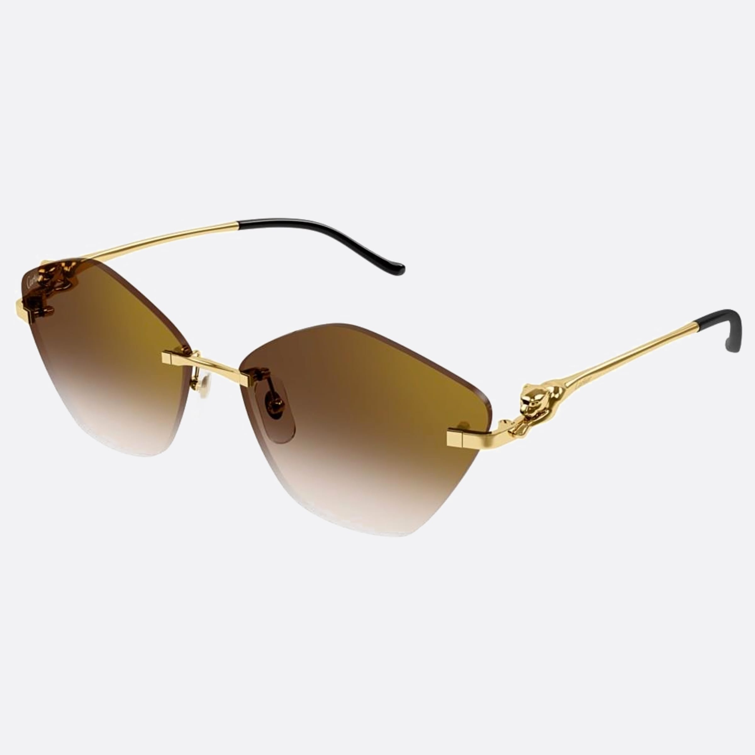 Cartier 61mm Gold Geometric Women Sunglasses - Side View