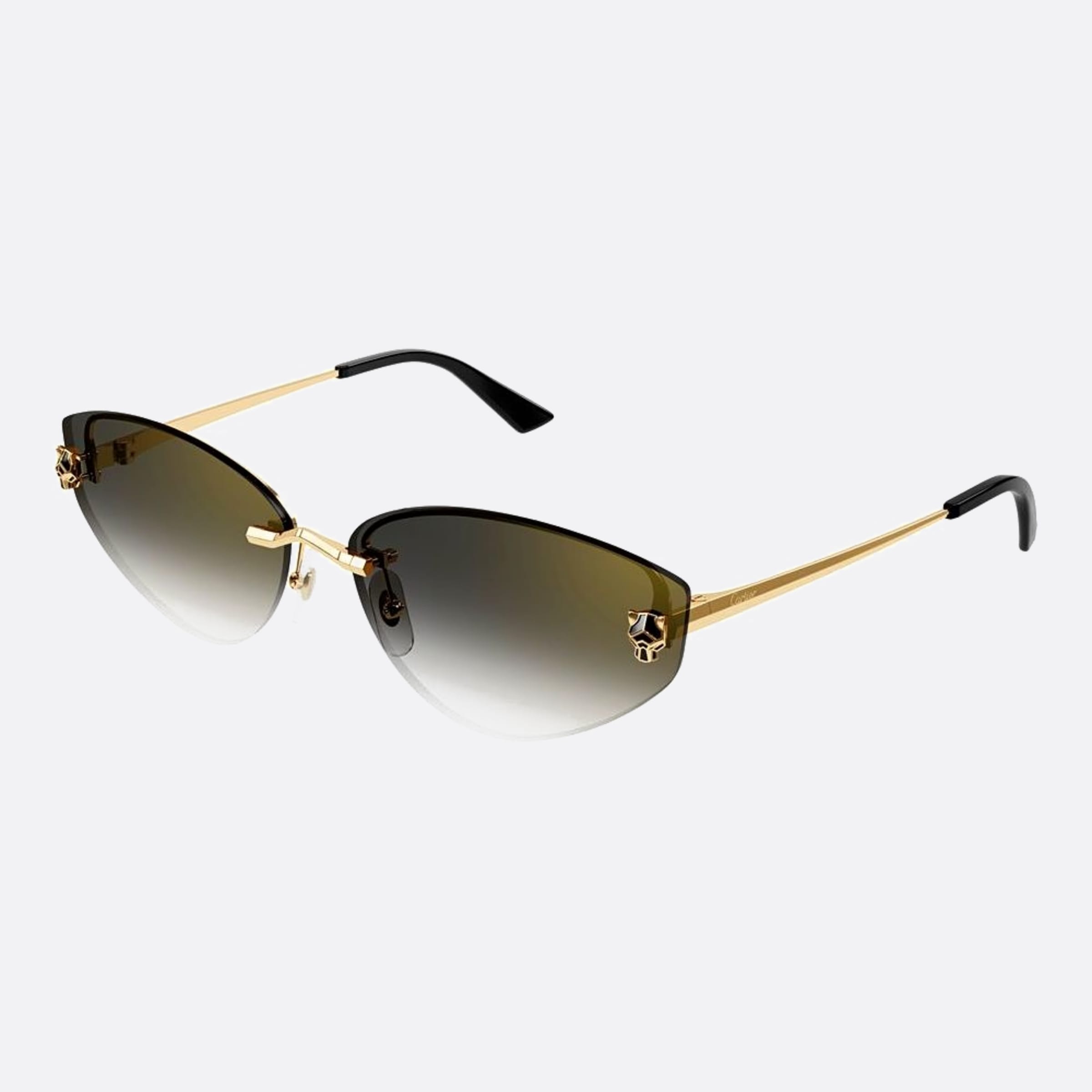 Cartier 65mm Bgs Gold Cat Eye Women Sunglasses - Side View