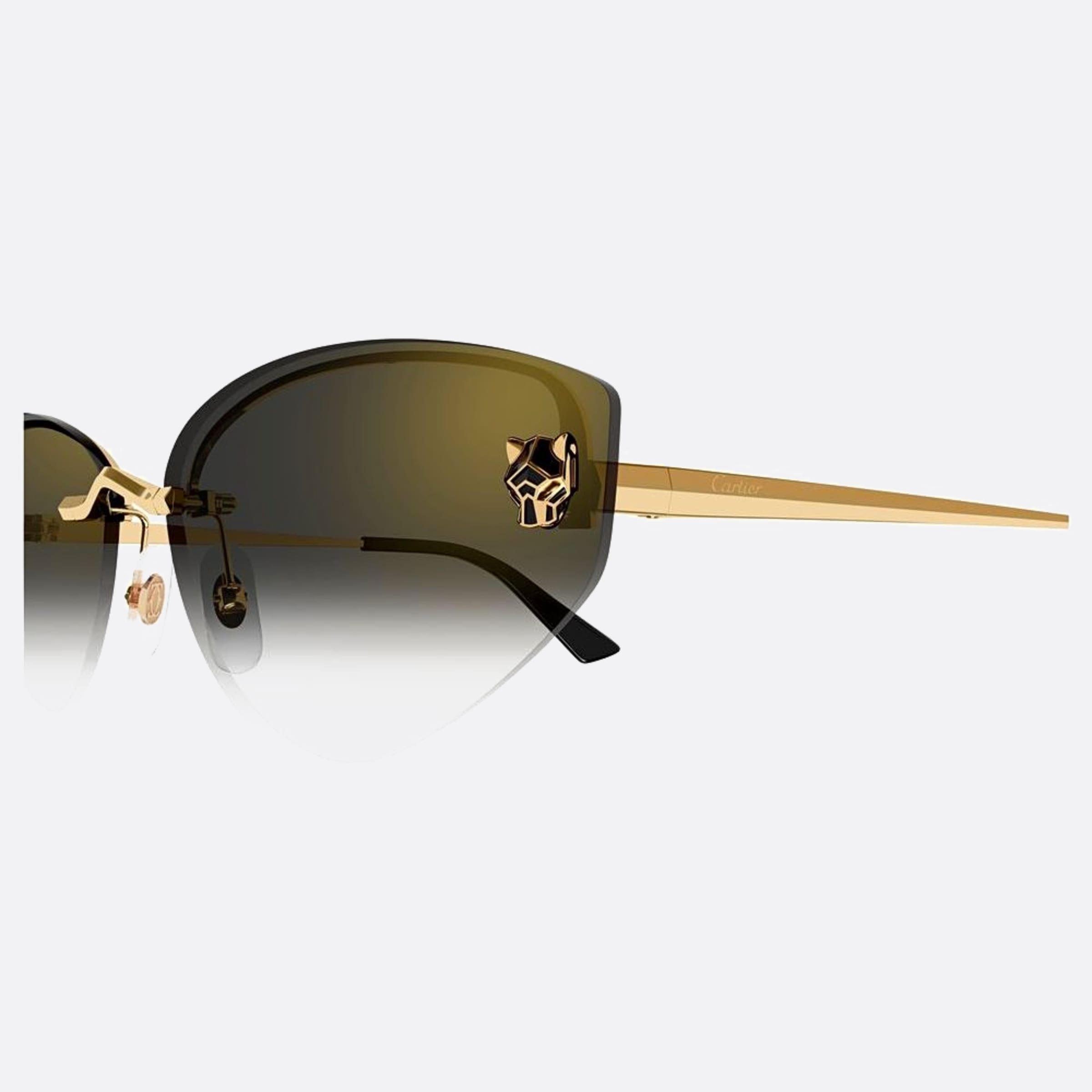 Cartier 65mm Bgs Gold Cat Eye Women Sunglasses - Detail View