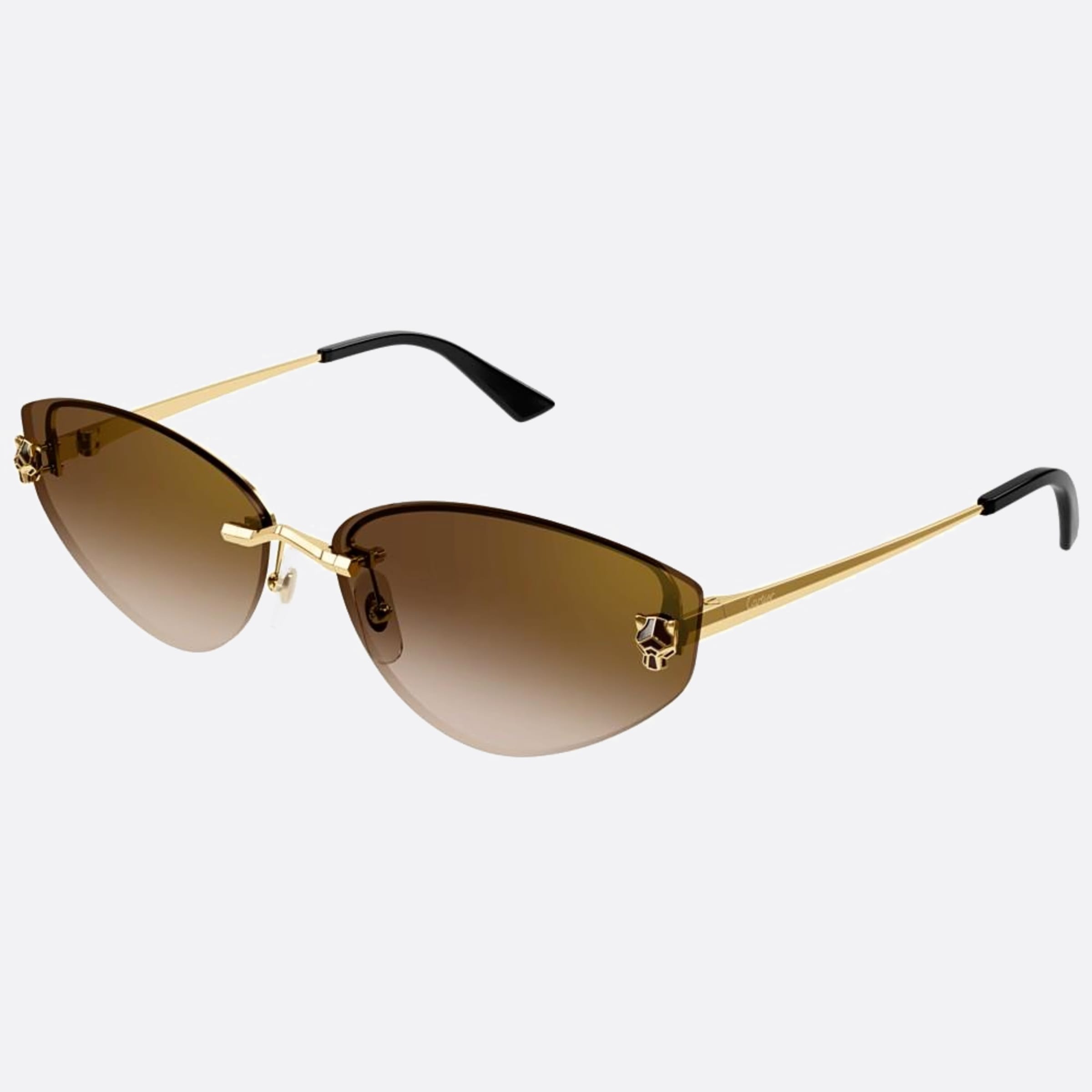 Cartier 65mm Gold Cat Eye Women Sunglasses - Side View