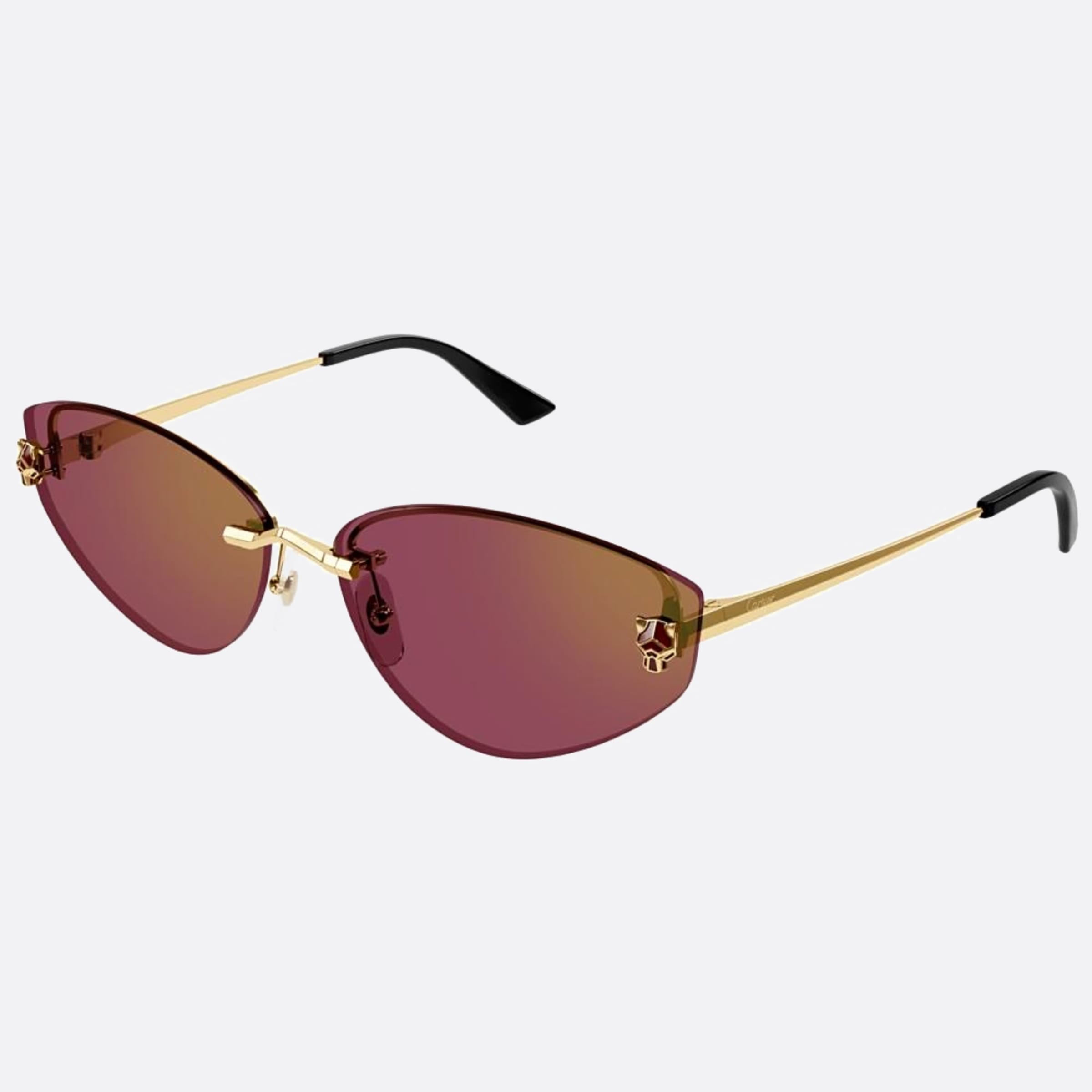 Cartier 65mm Der Gold Cat Eye Women Sunglasses - Side View