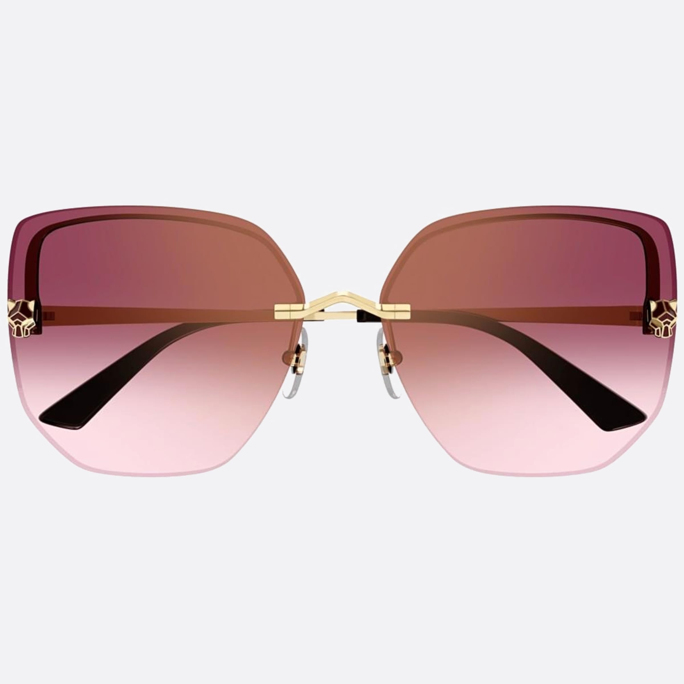 Cartier 63mm Gold Geometric Women Sunglasses - Main View