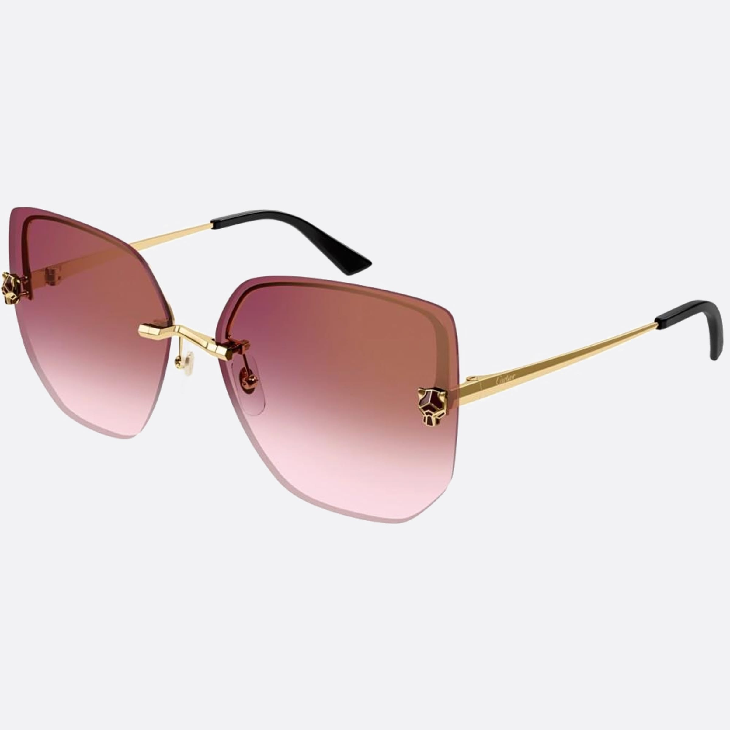 Cartier 63mm Gold Geometric Women Sunglasses - Side View
