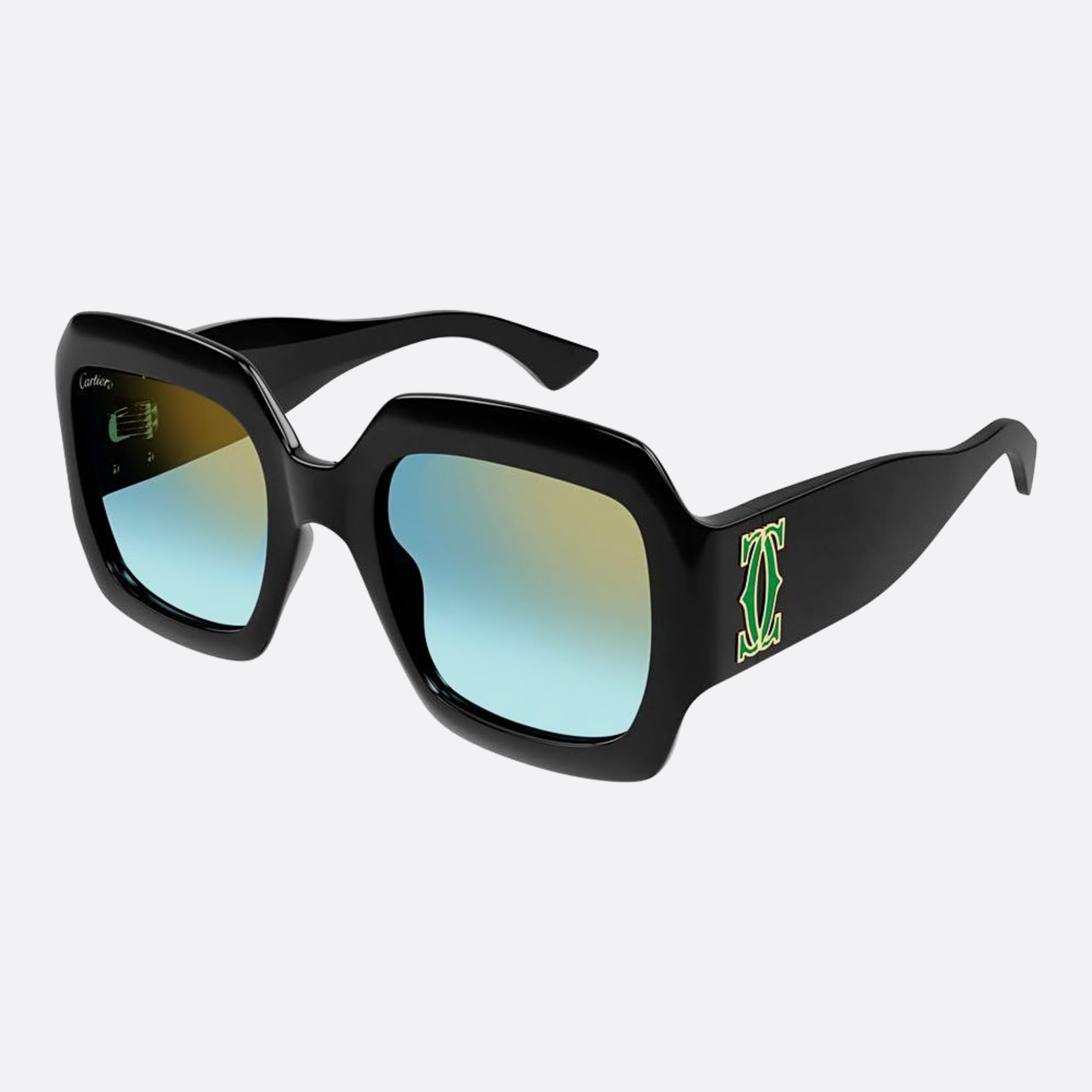 Cartier 54mm Black Squared Women Sunglasses - Side View
