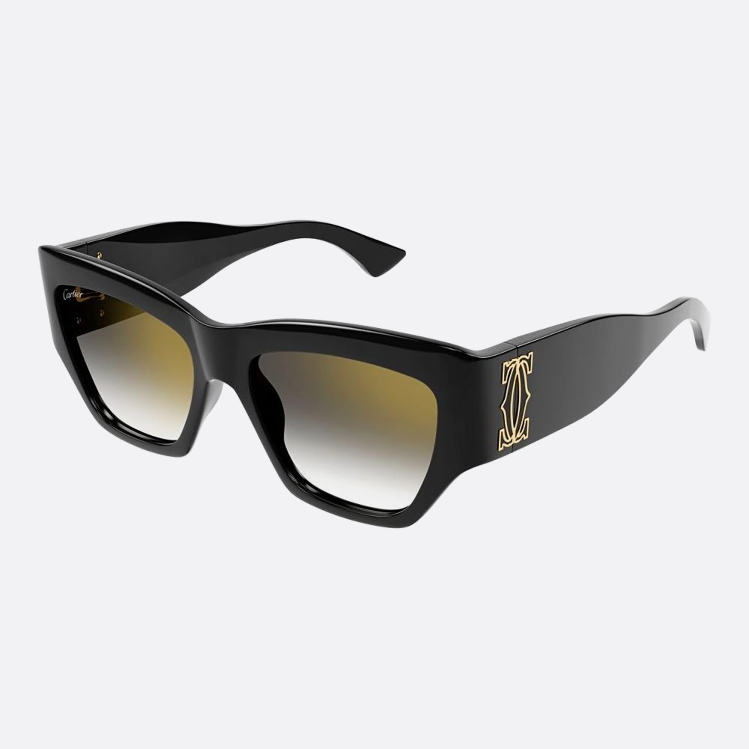 Cartier 55mm Black Cat Eye Women Sunglasses - Side View