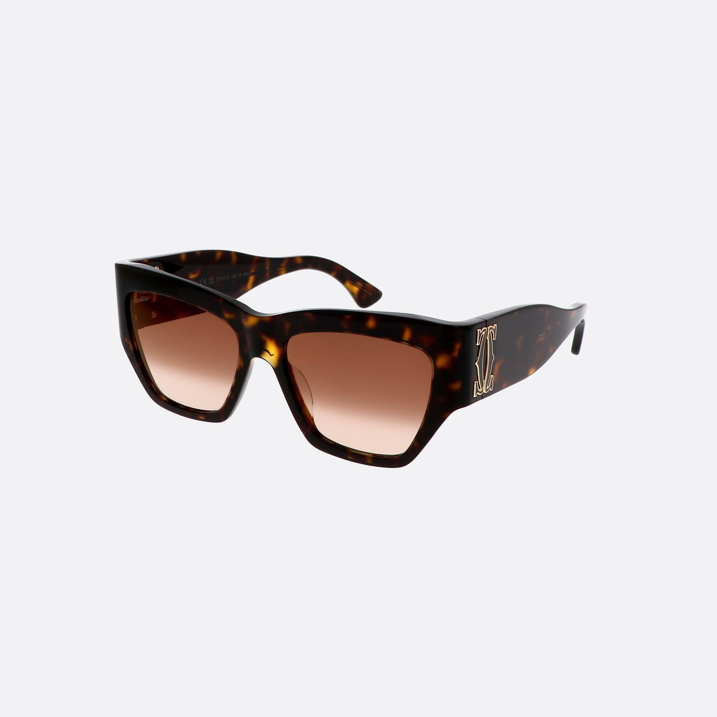 Cartier 55mm Tortoise Cat Eyes Unisex Sunglasses - Main View