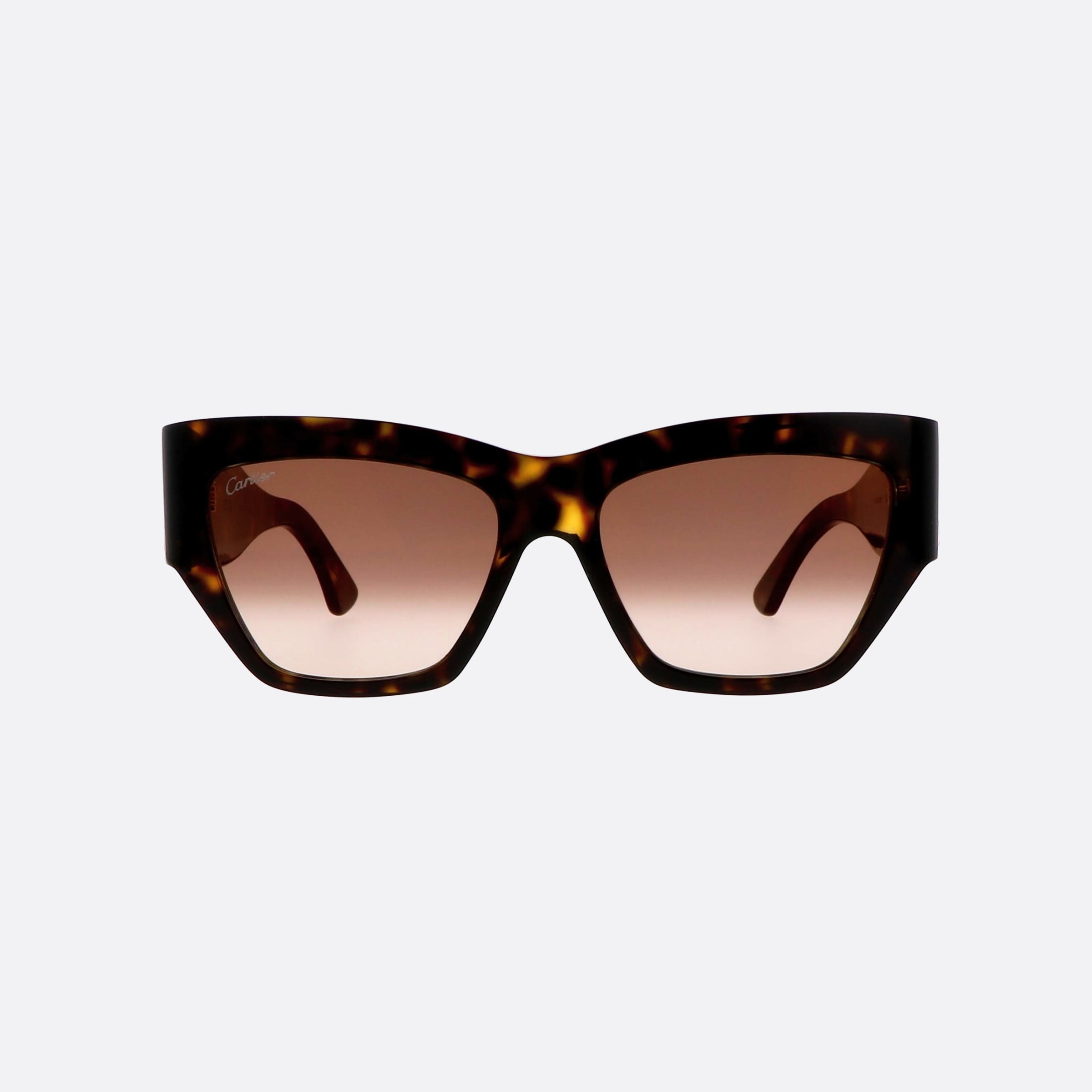 Cartier 55mm Tortoise Cat Eyes Unisex Sunglasses - Side View