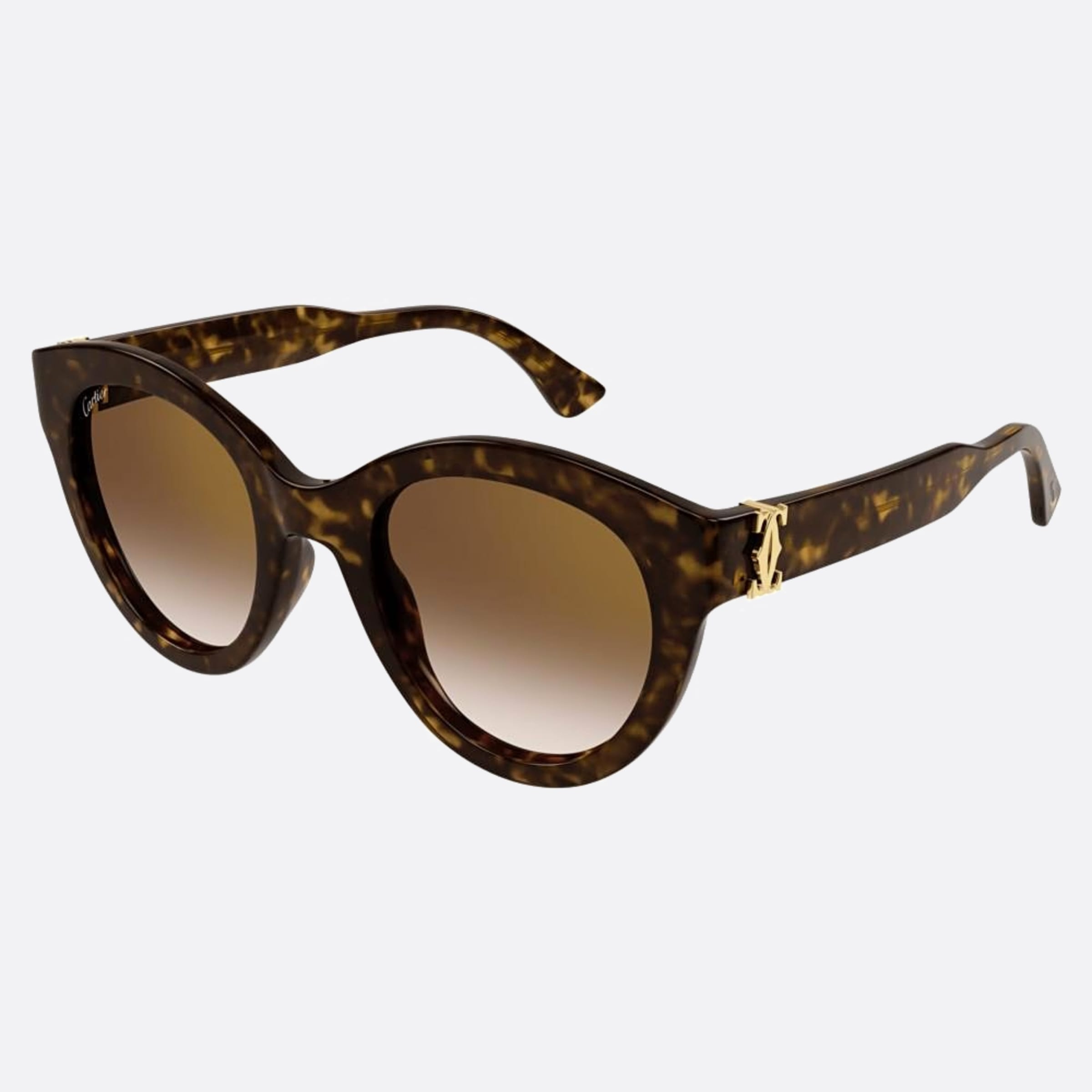 Cartier 50mm Havana Cat Eye Women Sunglasses - Side View