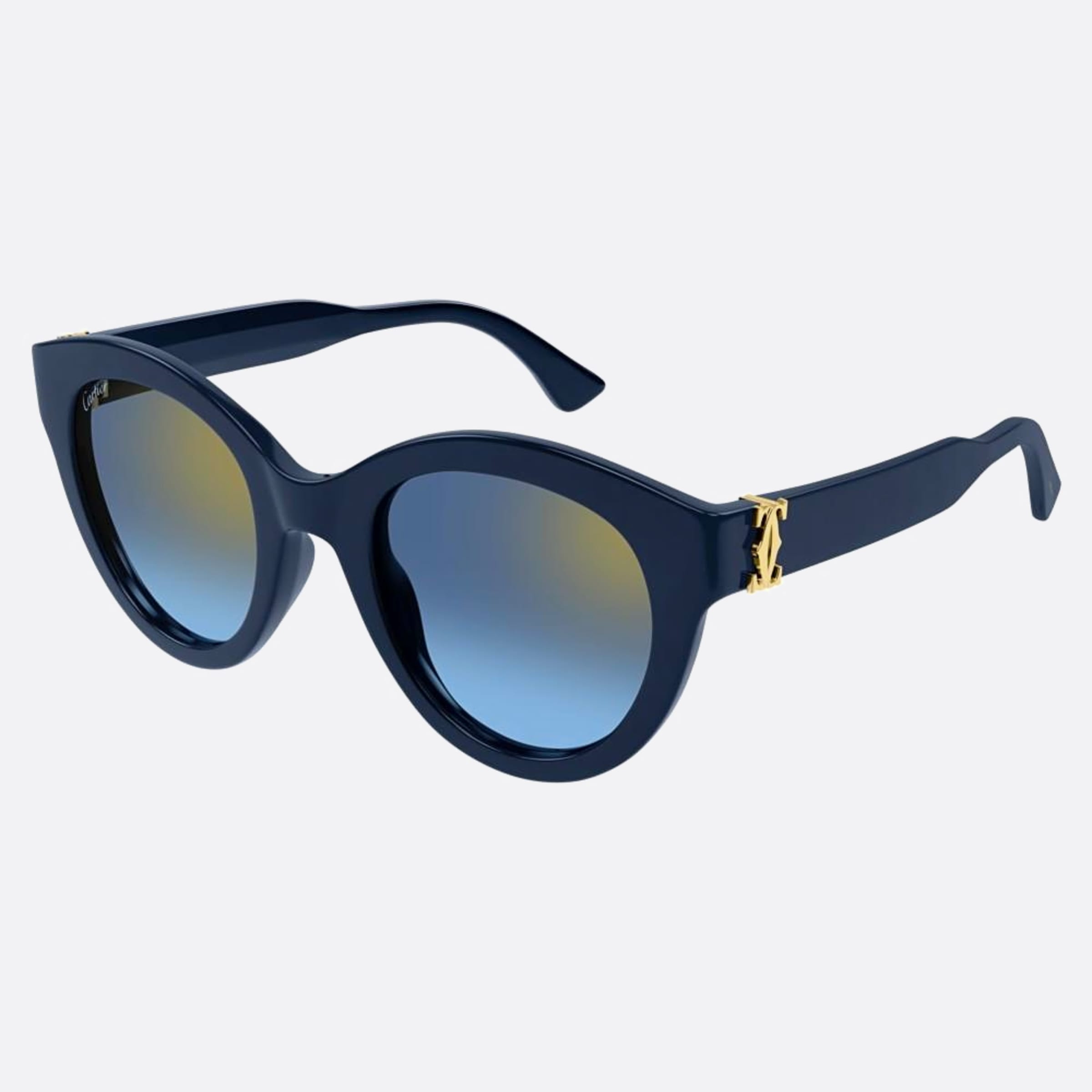 Cartier 50mm Blue Cat Eye Women Sunglasses - Side View