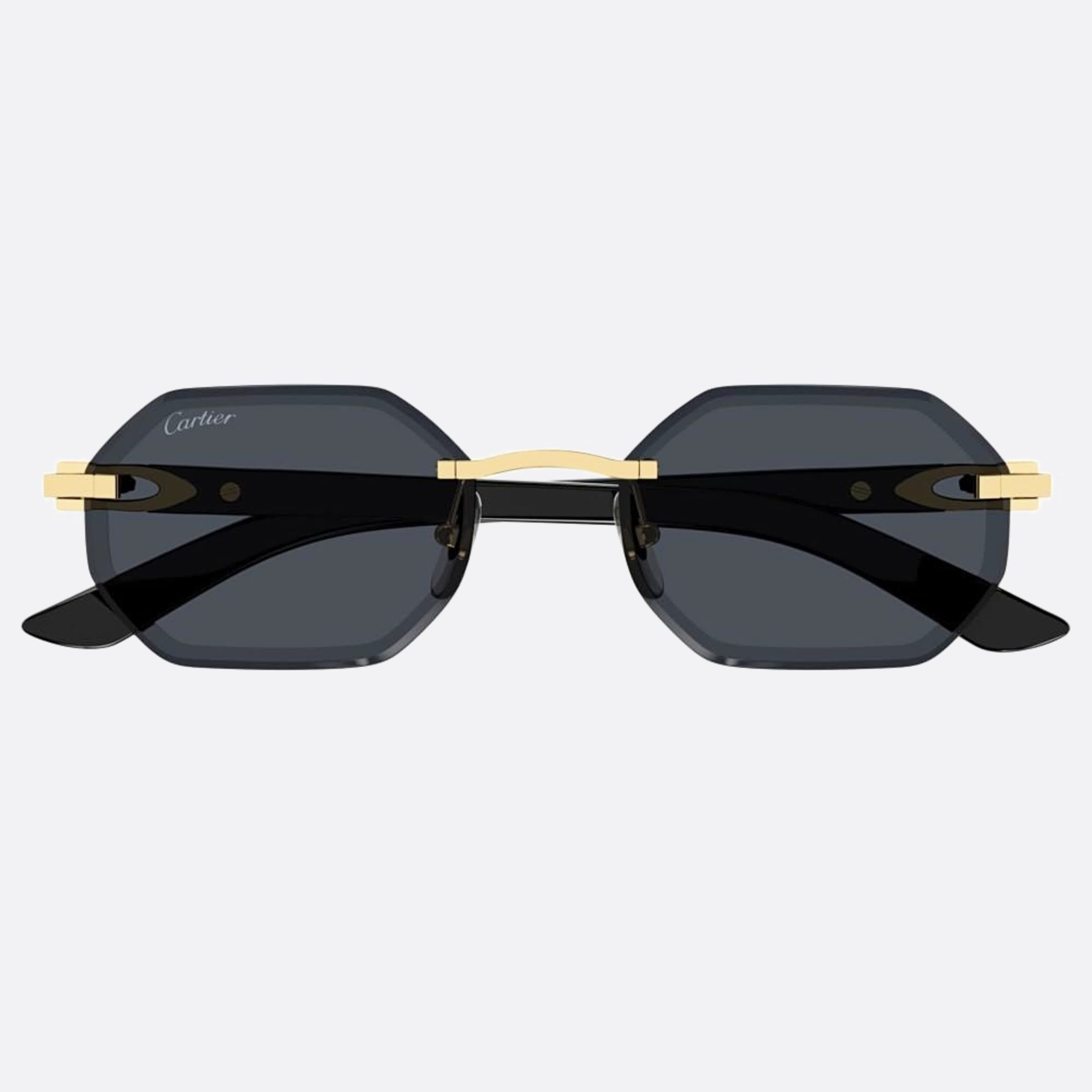 Cartier 54mm Black Geometric Men Sunglasses - Main View