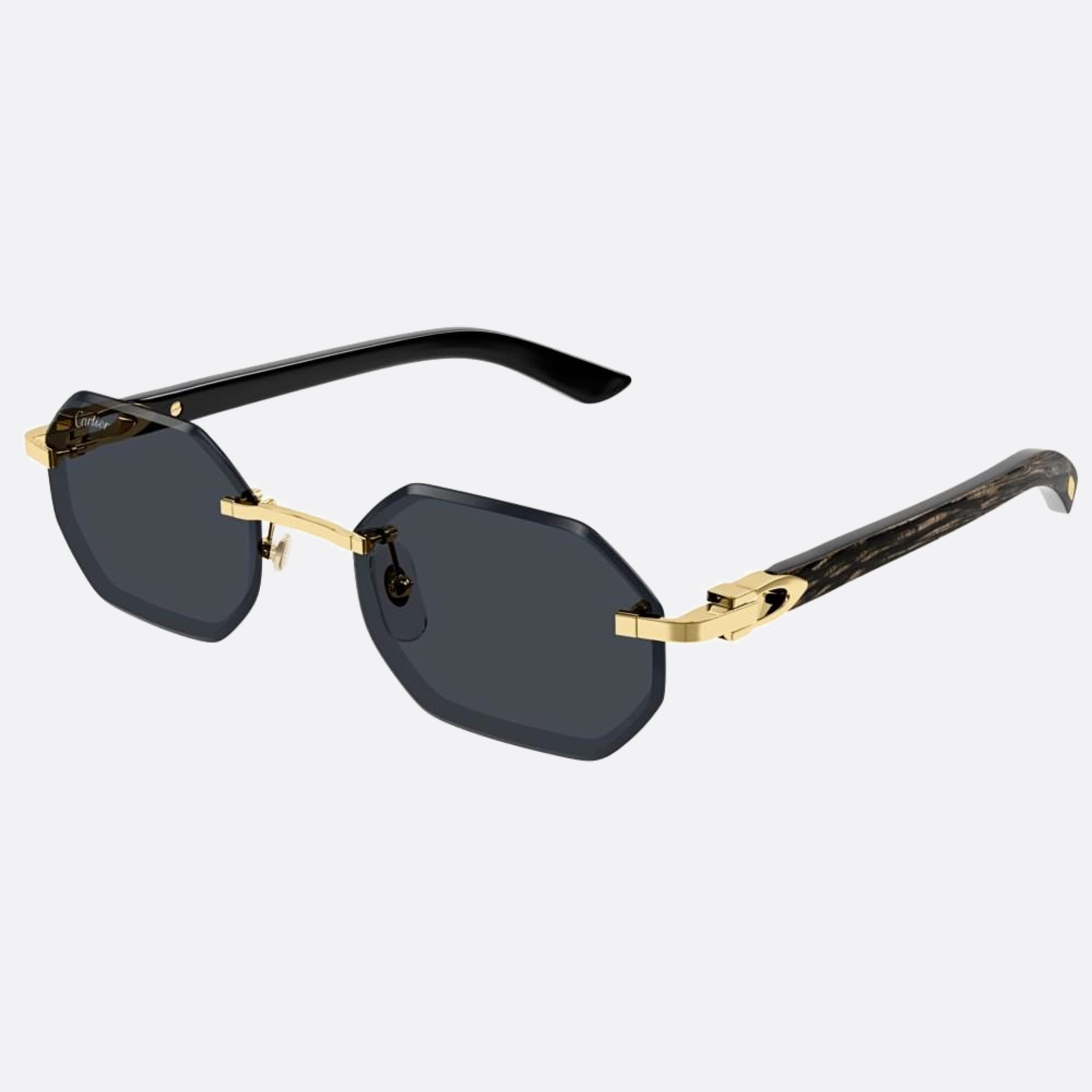 Cartier 54mm Black Geometric Men Sunglasses - Side View