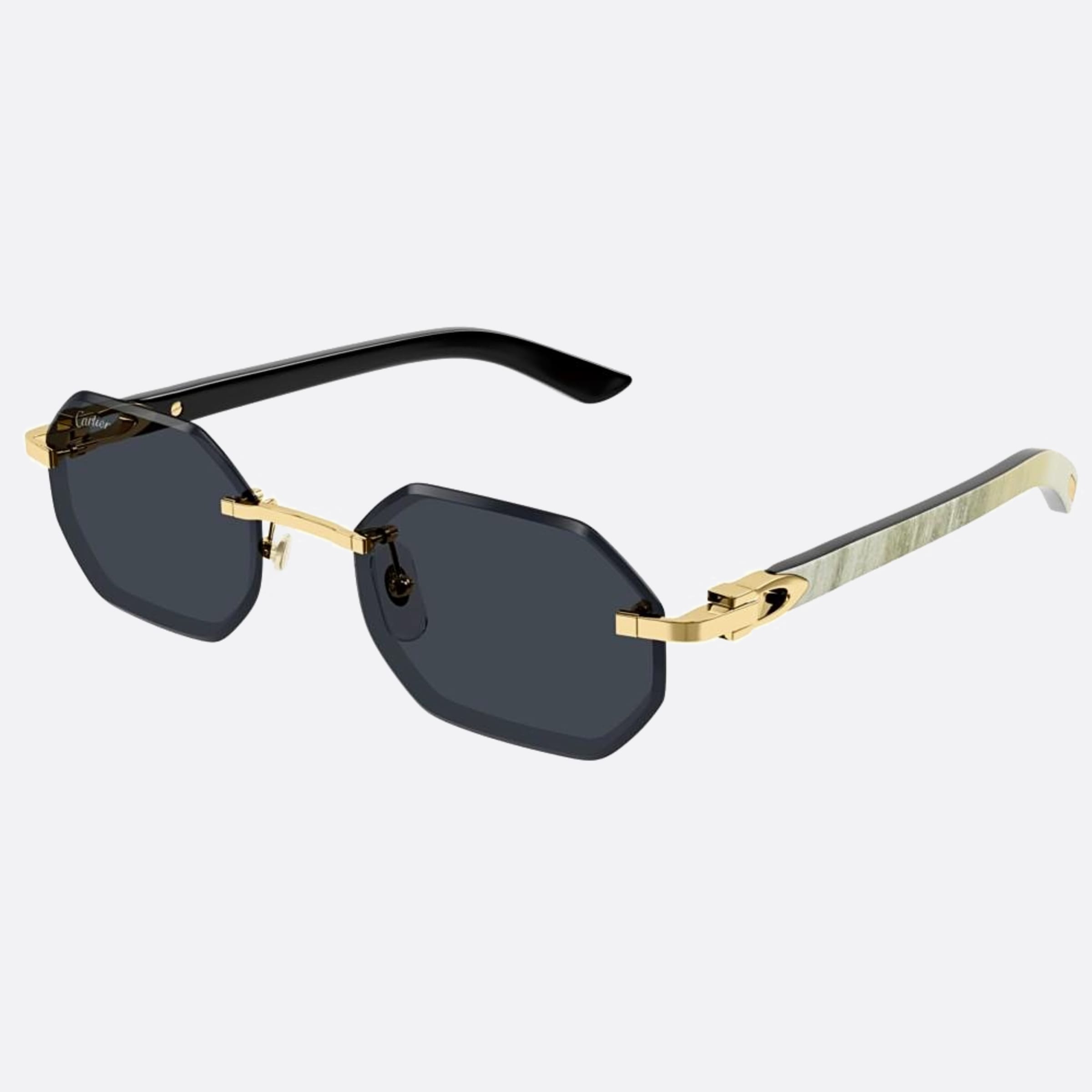 Cartier 54mm Gold Geometric Men Sunglasses - Side View