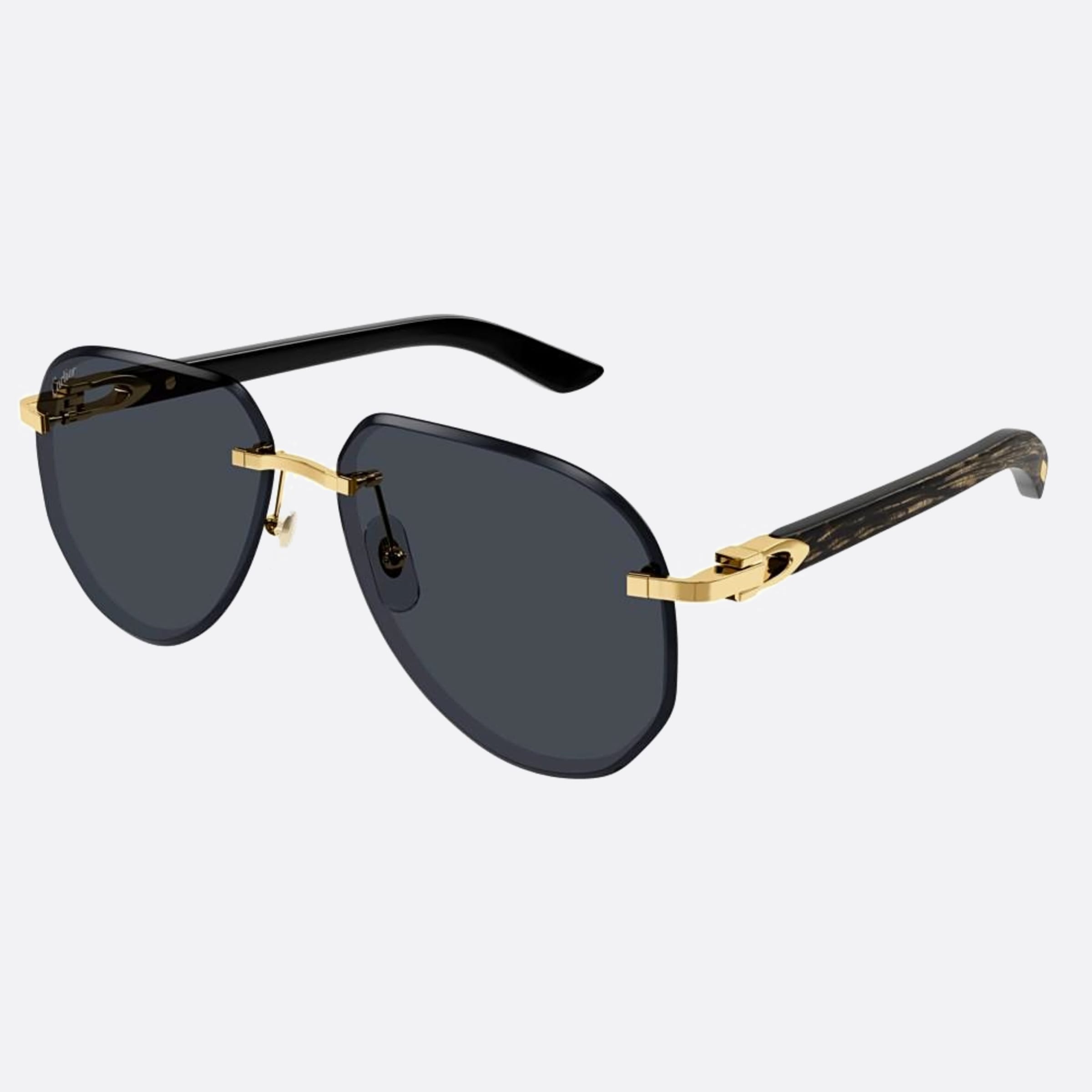 Cartier 61mm Black Pilot Men Sunglasses - Side View
