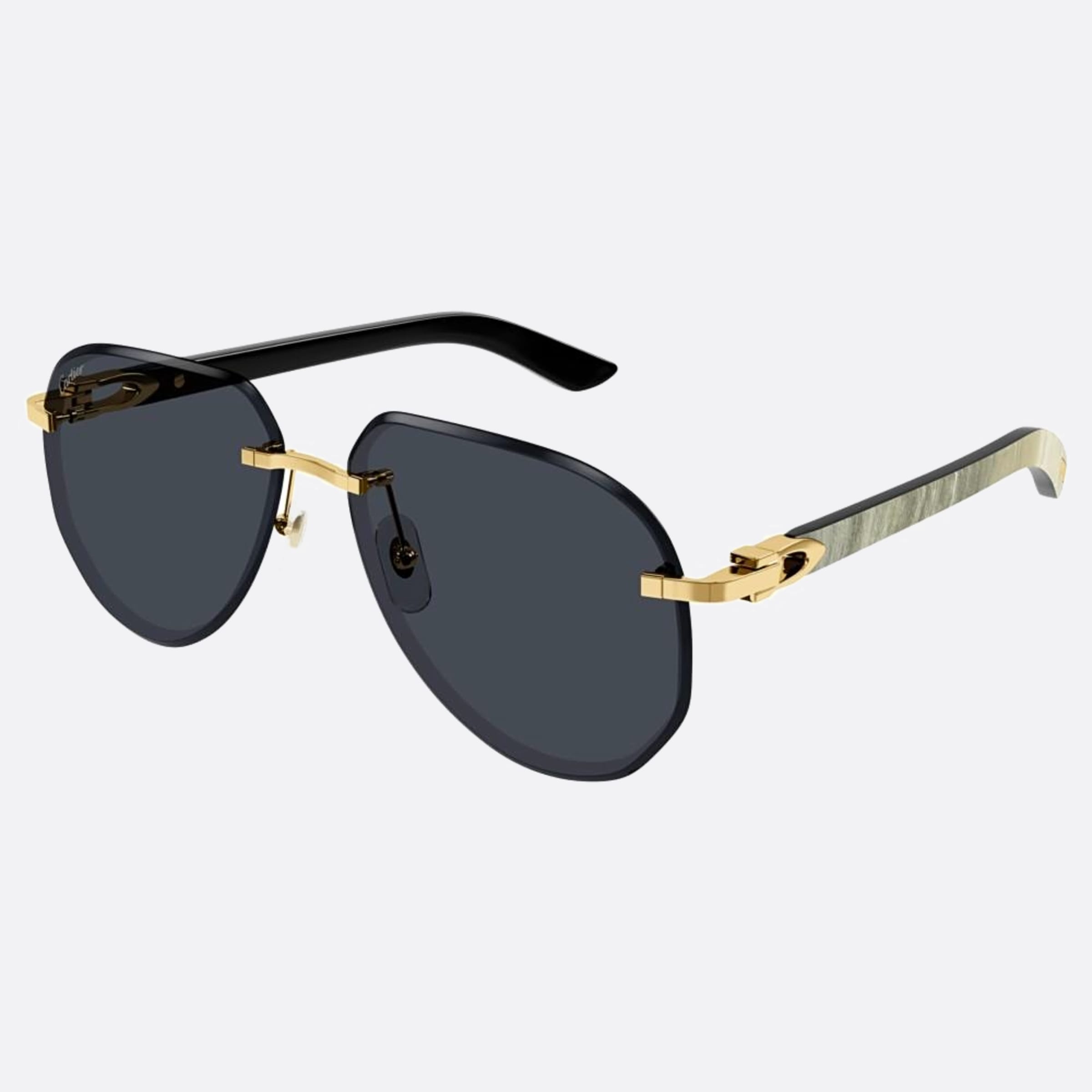 Cartier 61mm Black Pilot Men Sunglasses - Side View