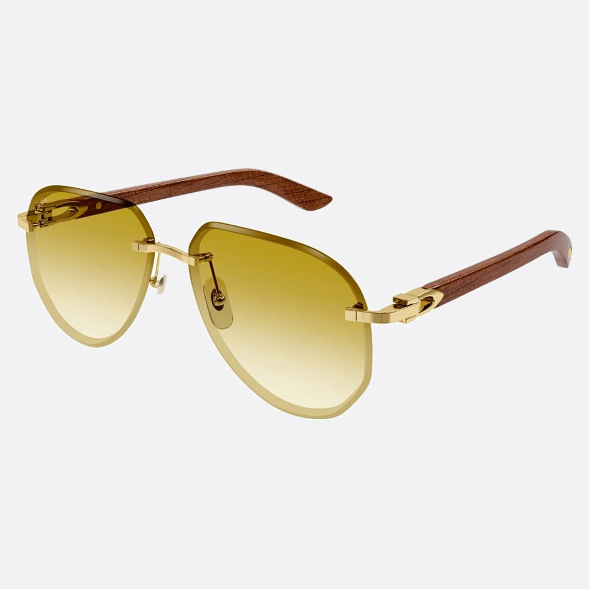 Cartier 61mm Gold Pilot Men Sunglasses - Side View